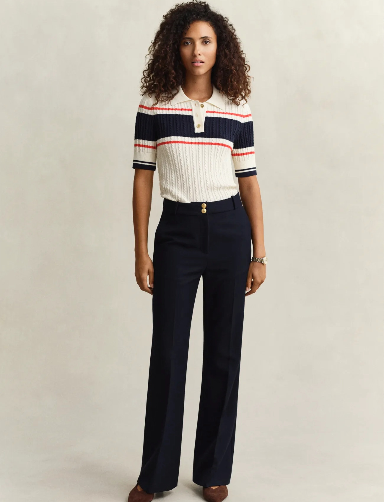 GANT Slim Flare Nautical Pants, 38, Navy, Bukser > Flared, Dame