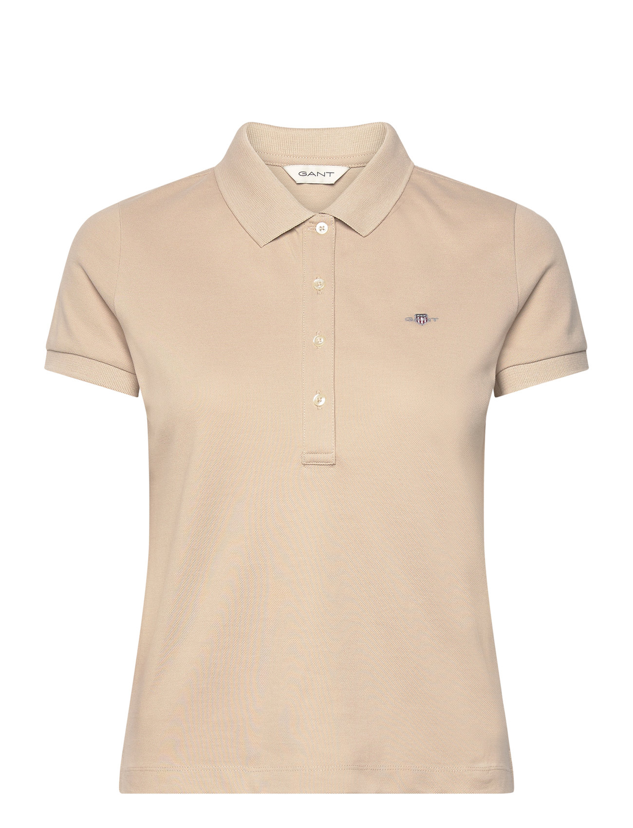 Slim Sheild Cap Sleeve Pique Polo Beige GANT