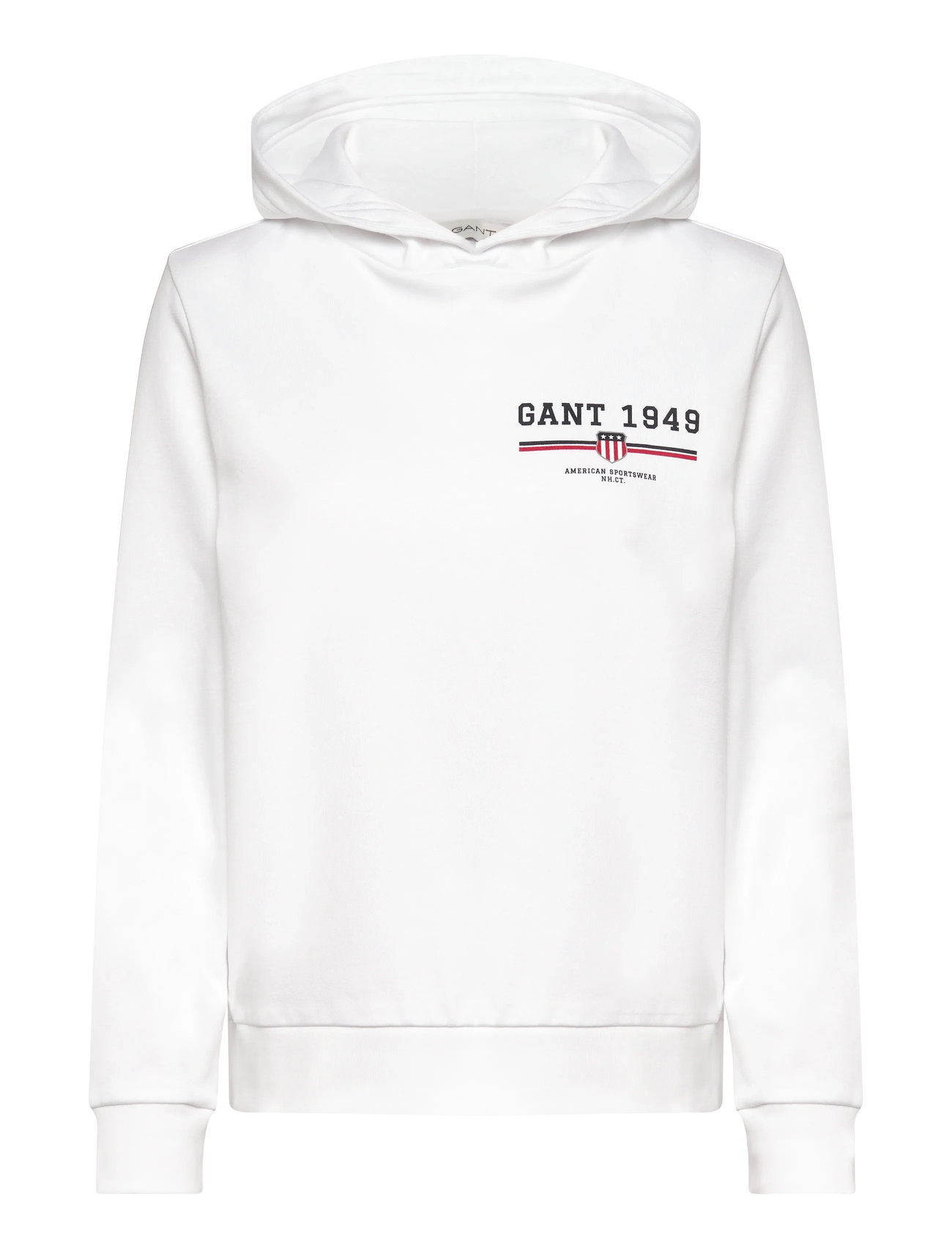 GANT Reg Graphic Hoodie, XXL, White, Sweatshirts & Hættetrøjer > Hættetrøjer, Dame