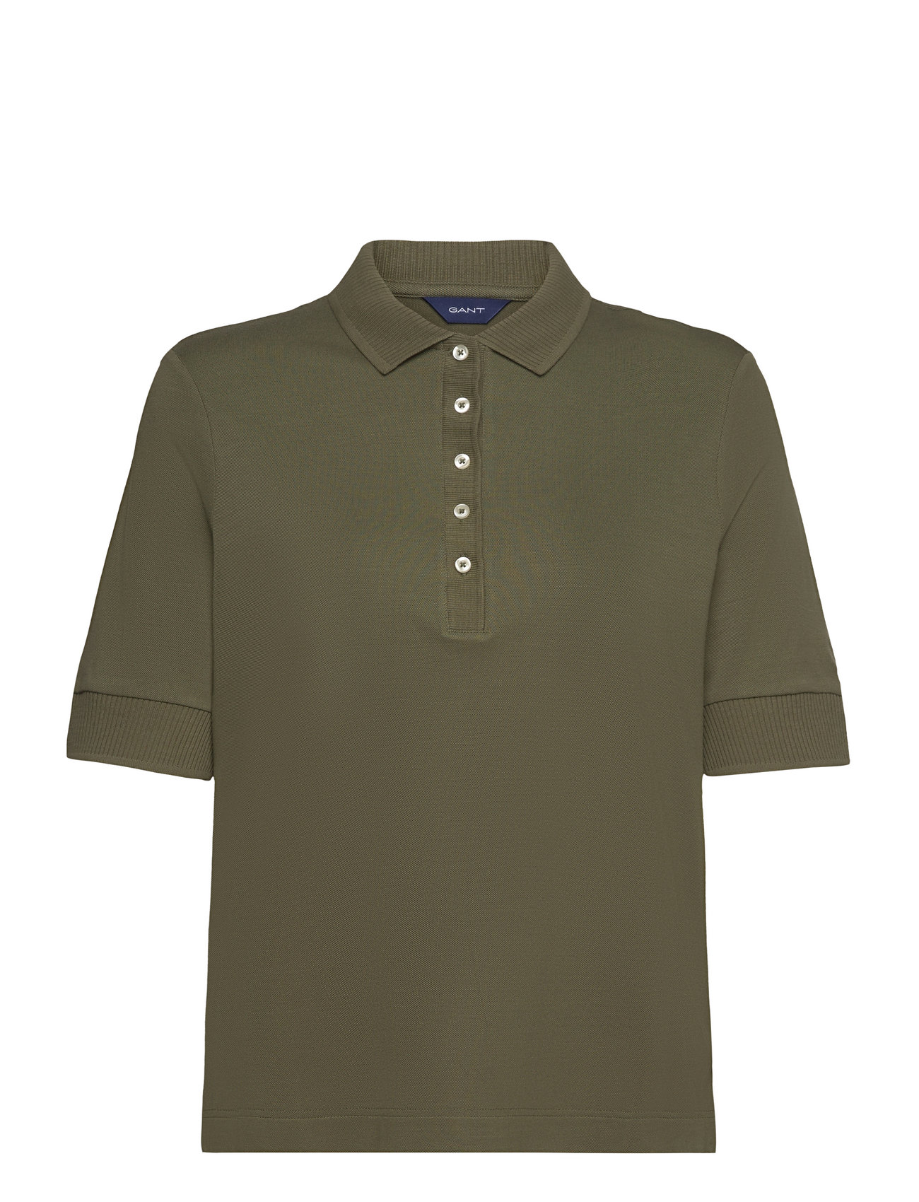 Detail Collar Ss Polo Pique Khaki GANT