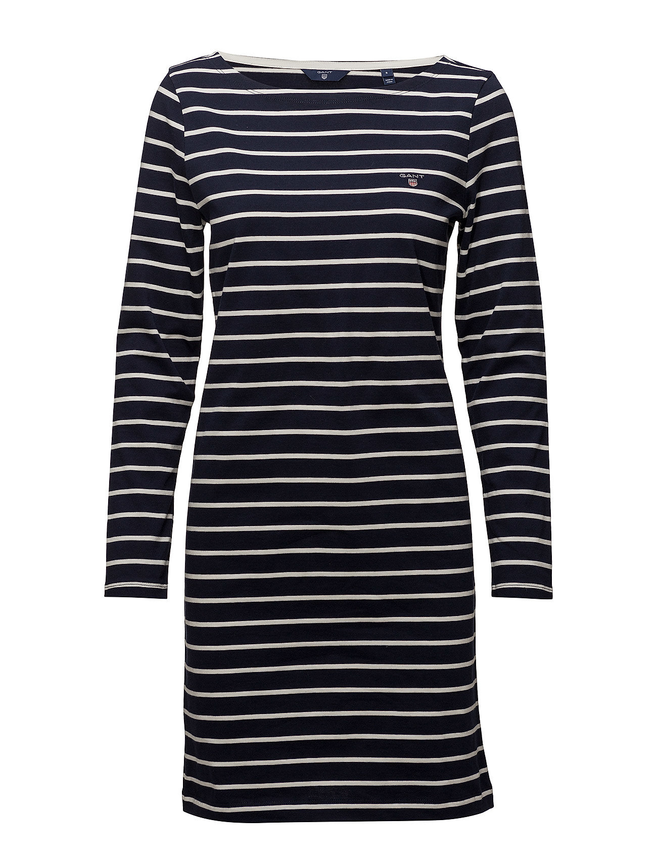 Breton Stripe Boatneck Dress Korte Jurk Blauw Gant gant kopen in de aanbieding