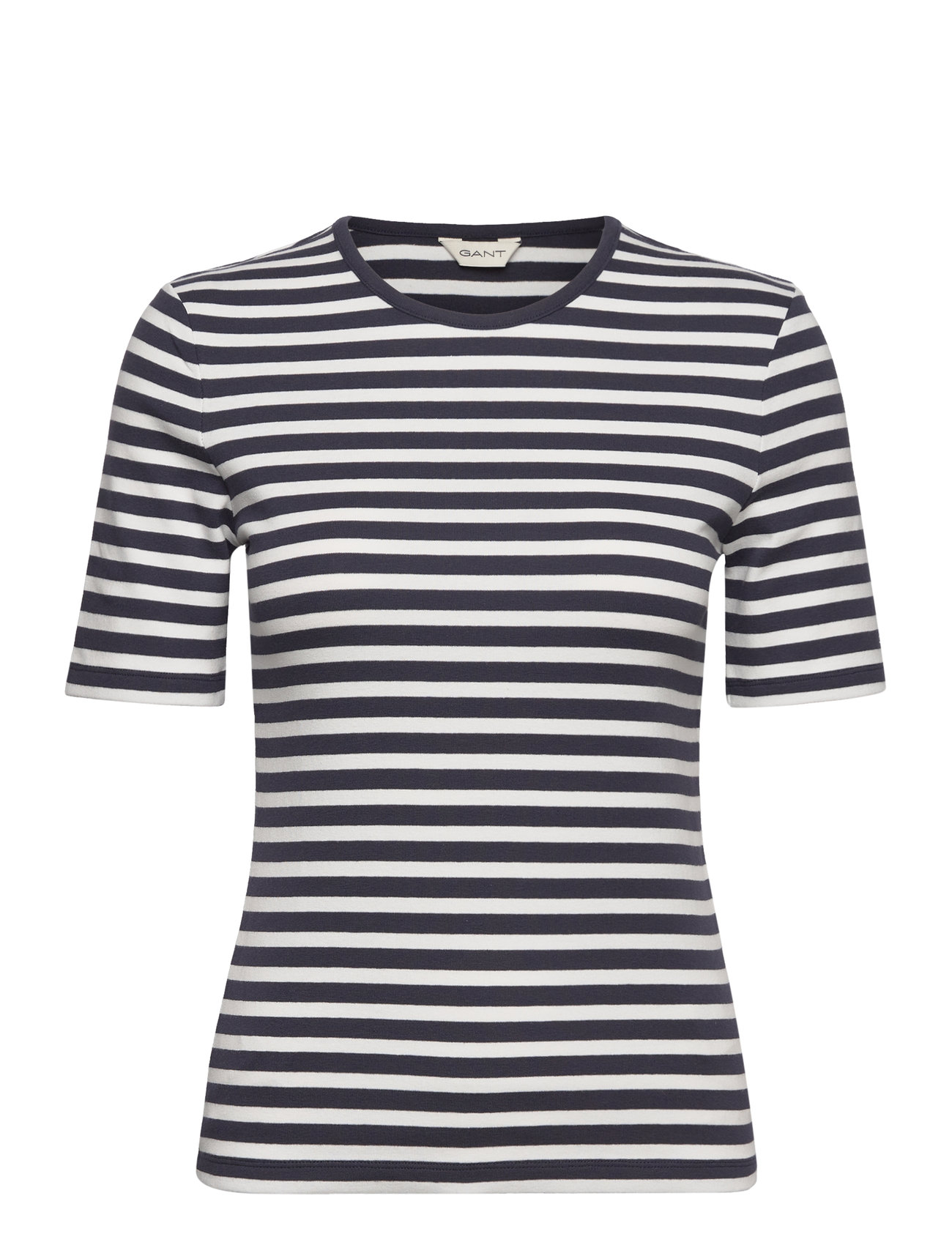 Slim Striped 1X1 Ribbed Ss T-Shirt Blue GANT