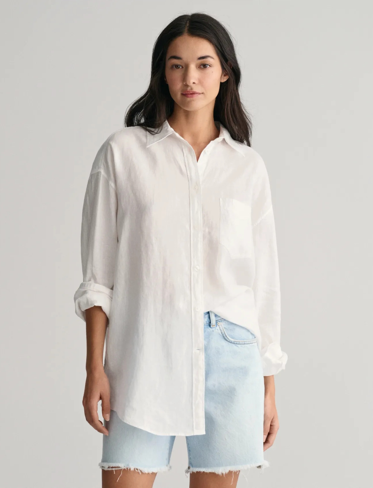 GANT Os Linen Shirt, 38, White, Skjorter > Skjorter I Hør, Dame