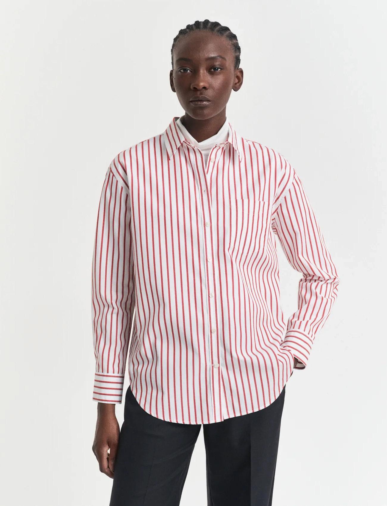GANT Rel Classic Poplin Striped Shirt, 36, Brown, Skjorter > Langærmede, Dame