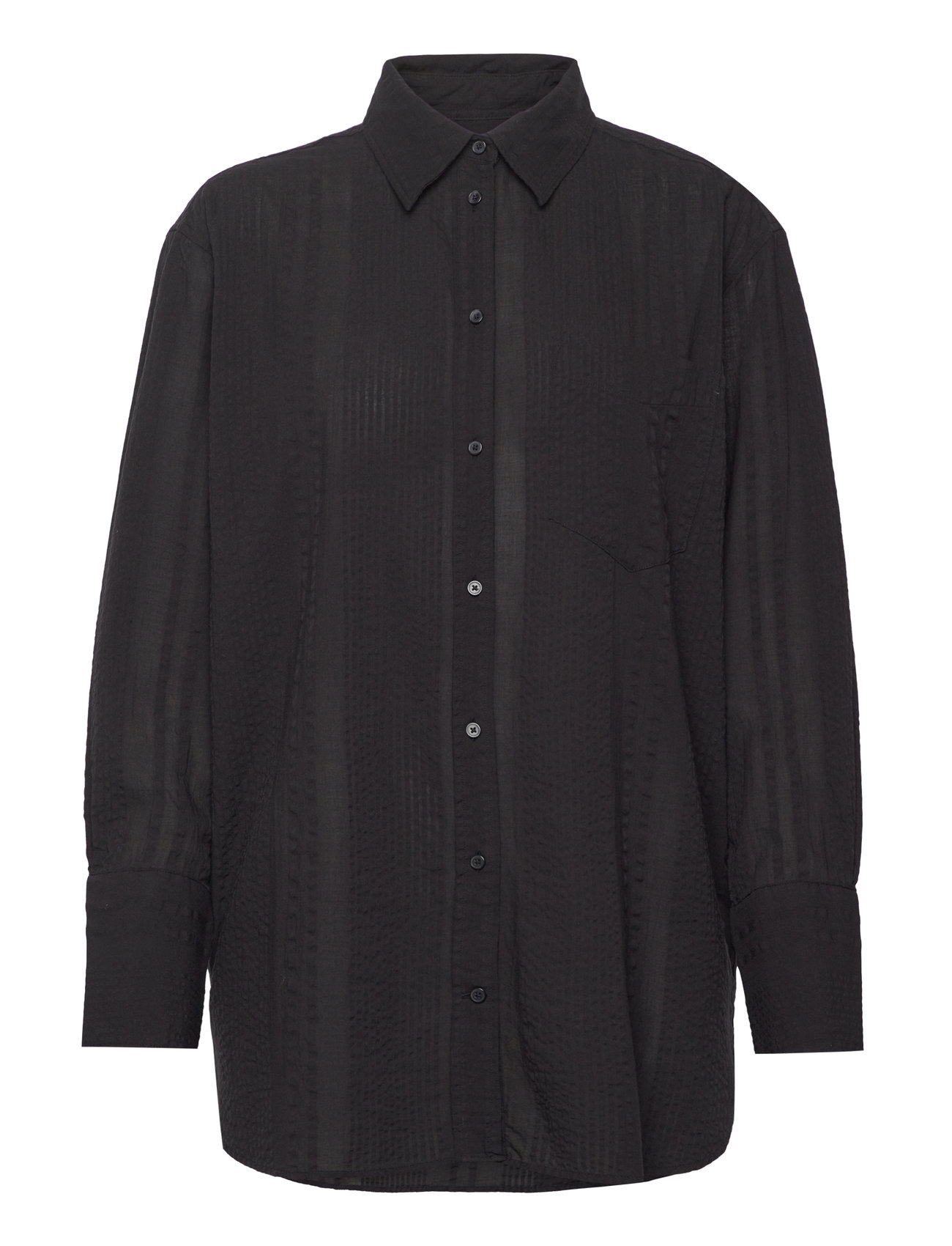 Rel Seersucker Stripe Shirt Black GANT