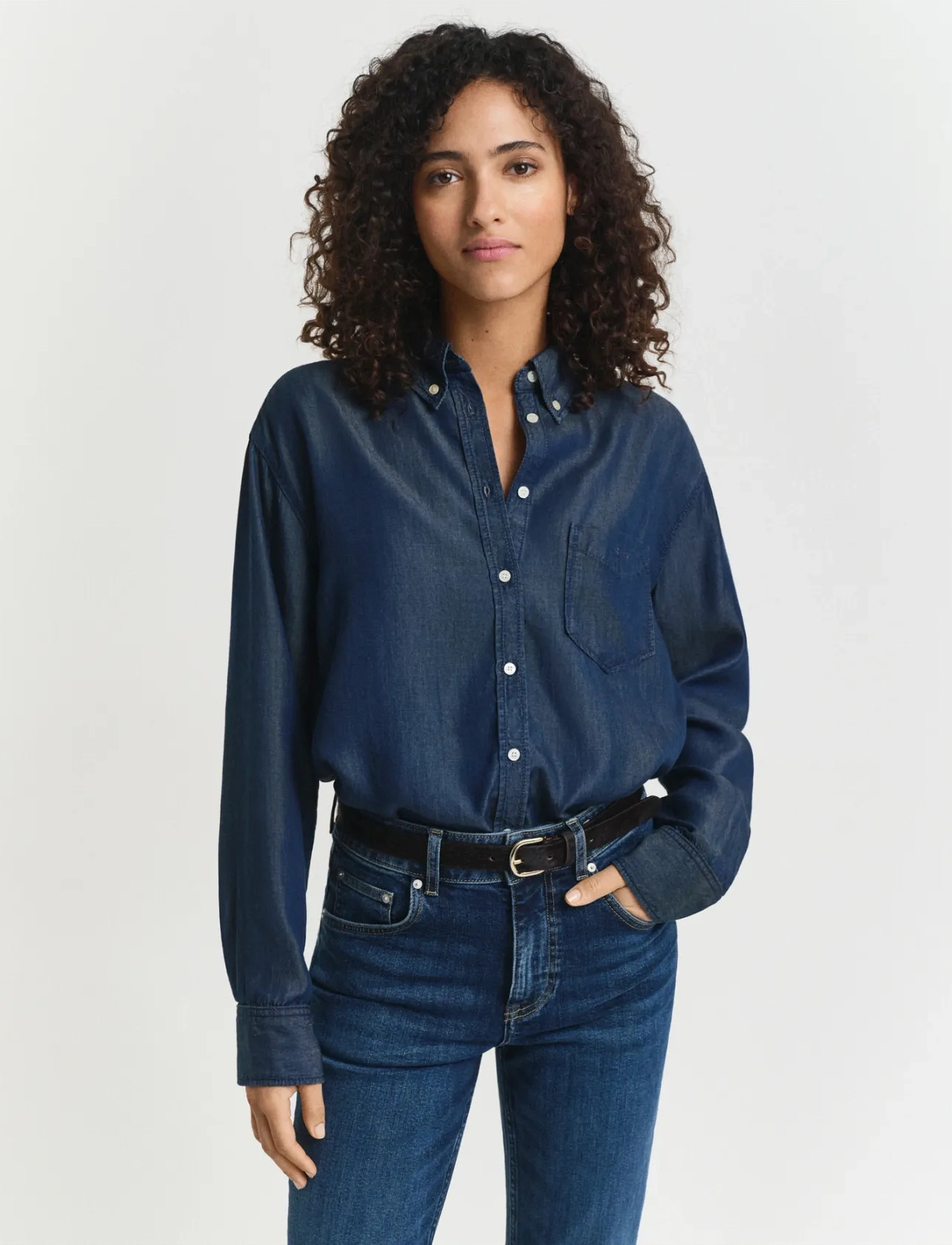 GANT Indigo Shirt, 36, Blue, Skjorter > Denim-Skjorter, Dame
