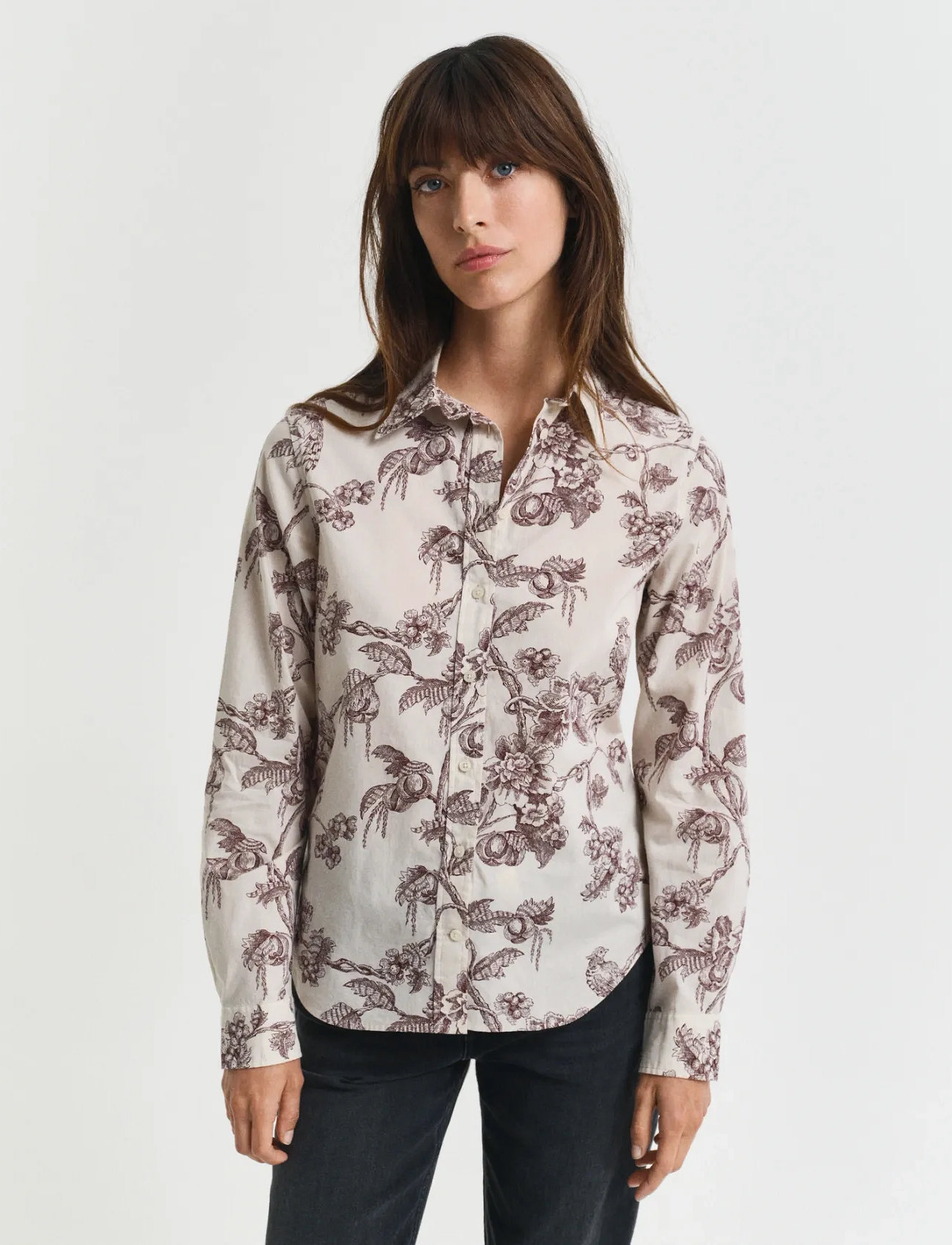 GANT Reg Tree Print Cot Voile Shirt, 34, Multi/patterned, Skjorter > Langærmede, Dame
