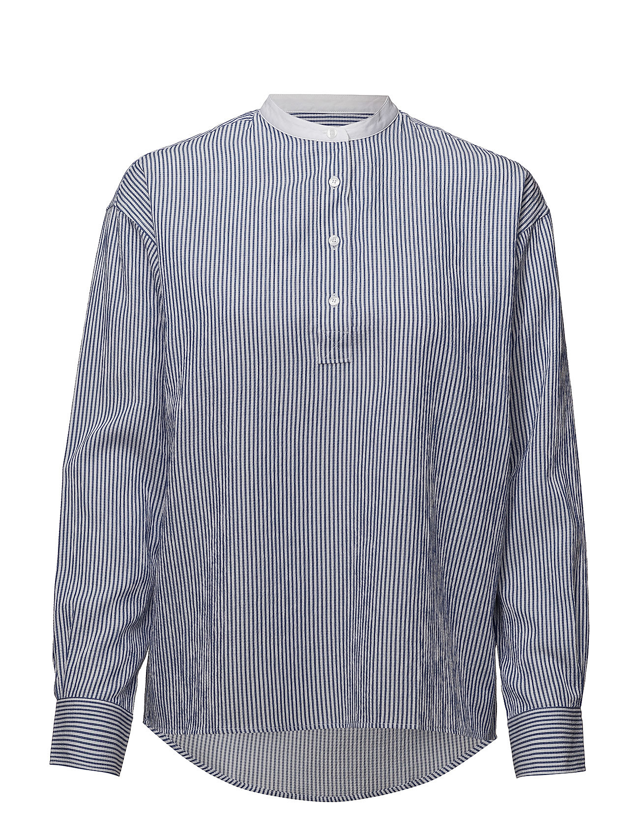 Op2 Tp Seersucker Popover Shirt Overhemd Met Lange Mouwen Blauw Gant gant kopen in de aanbieding