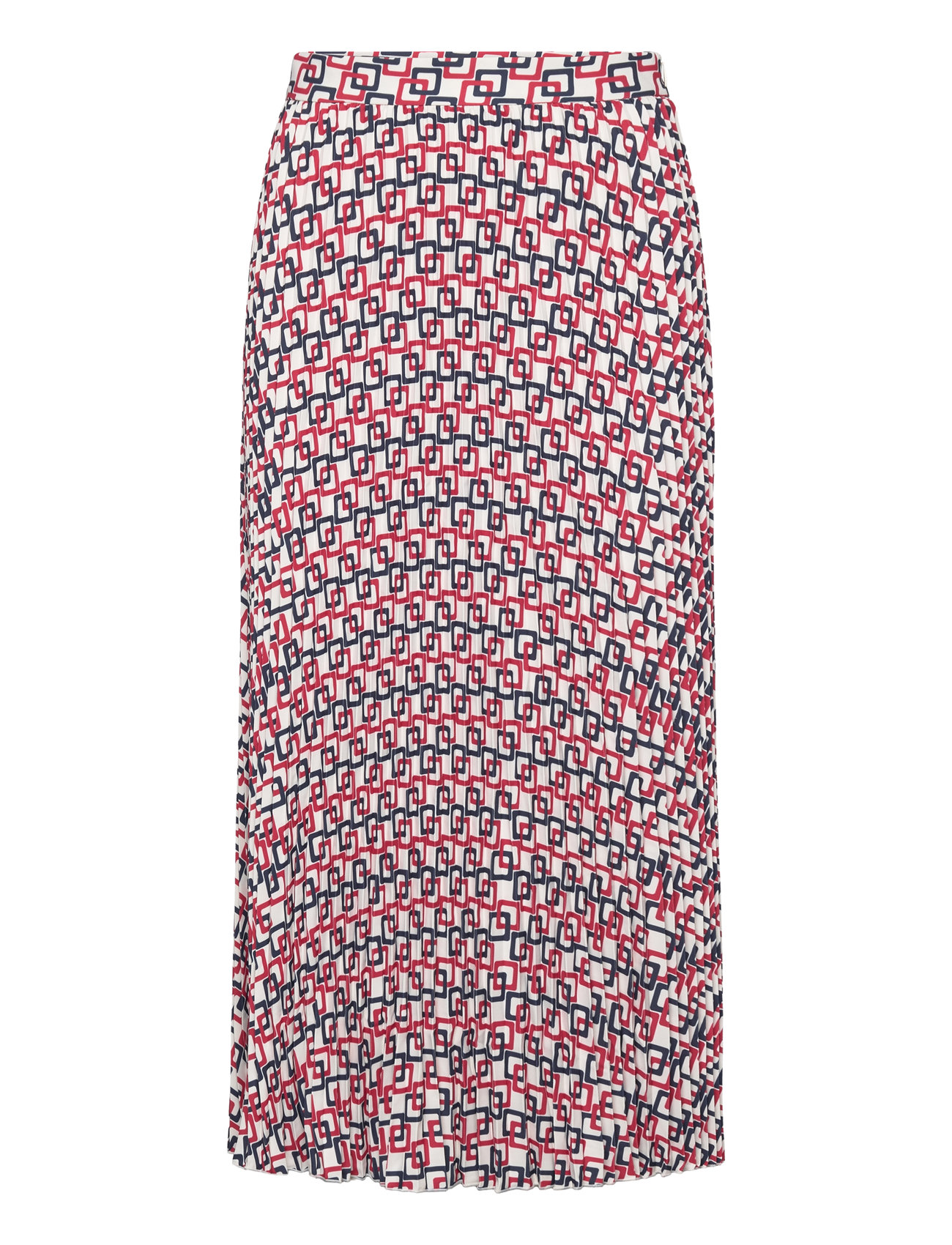 GANT "Geometric Print Pleated Skirt Knælang Nederdel Red GANT"