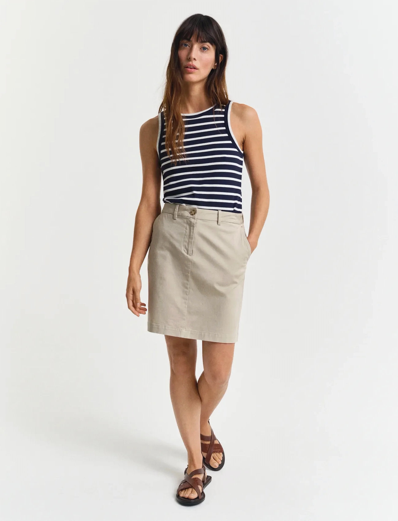 GANT Chino Skirt, 36, Beige, Nederdele > Korte Nederdele, Dame
