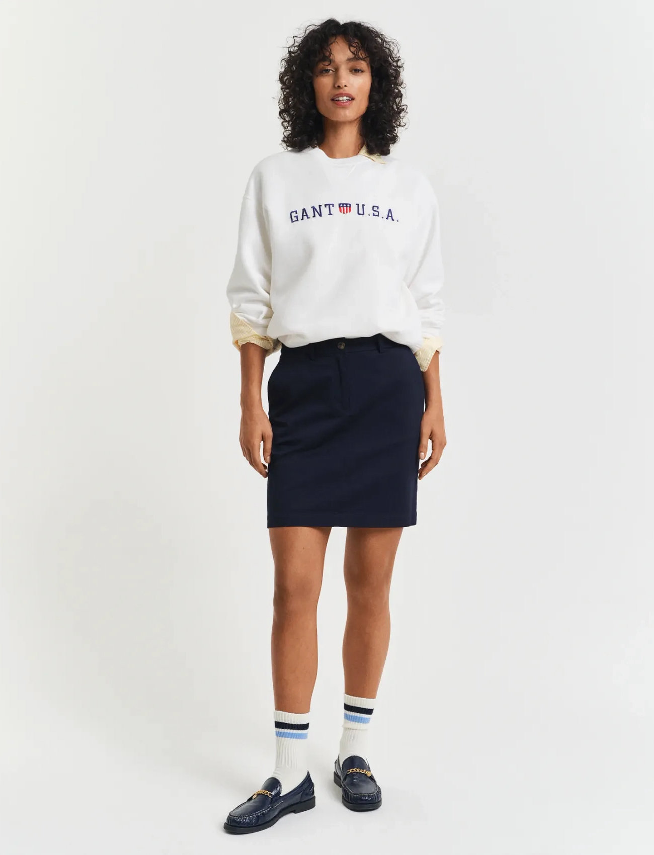 GANT Chino Skirt, 34, Navy, Nederdele > Korte Nederdele, Dame