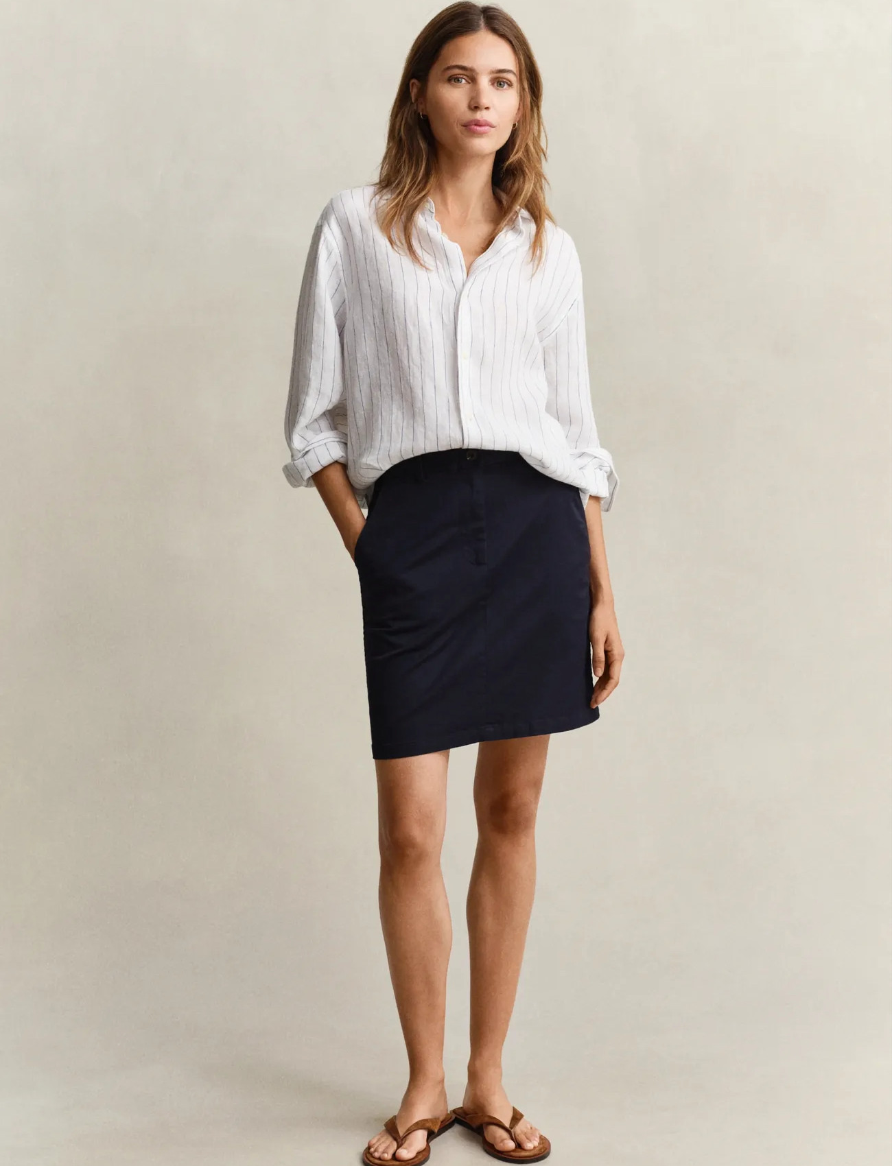 GANT Chino Skirt, 36, Navy, Nederdele > Korte Nederdele, Dame