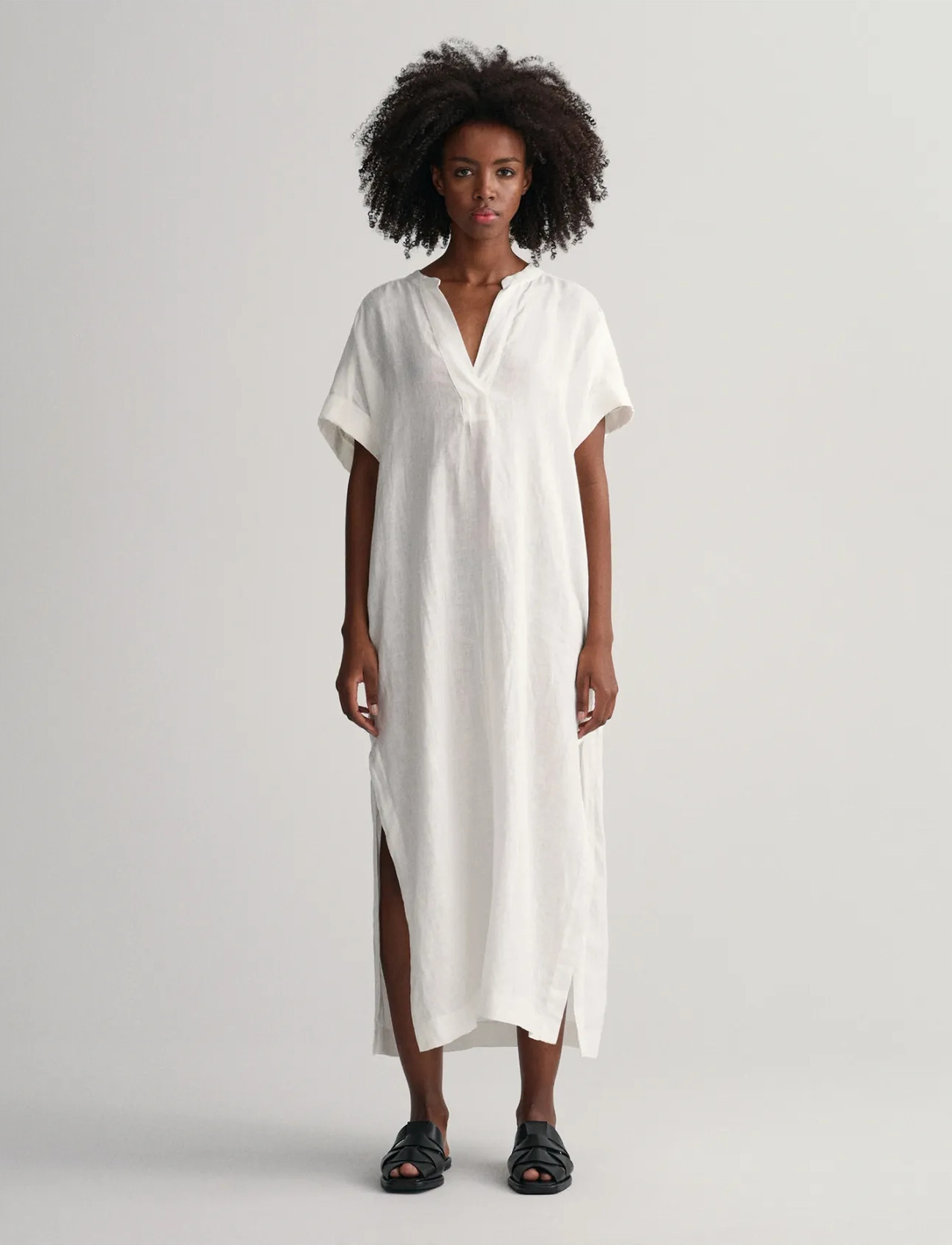 GANT Relaxed Ss Linen Caftan, 34, White, Kjoler > Maxikjole, Dame