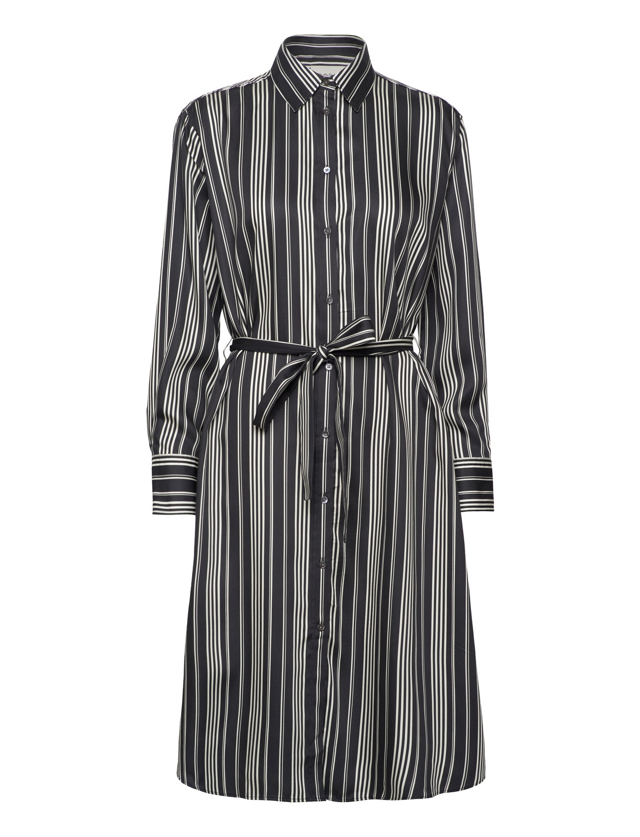 Rel Striped A-Line Shirt Dress Knälång Klänning Black GANT