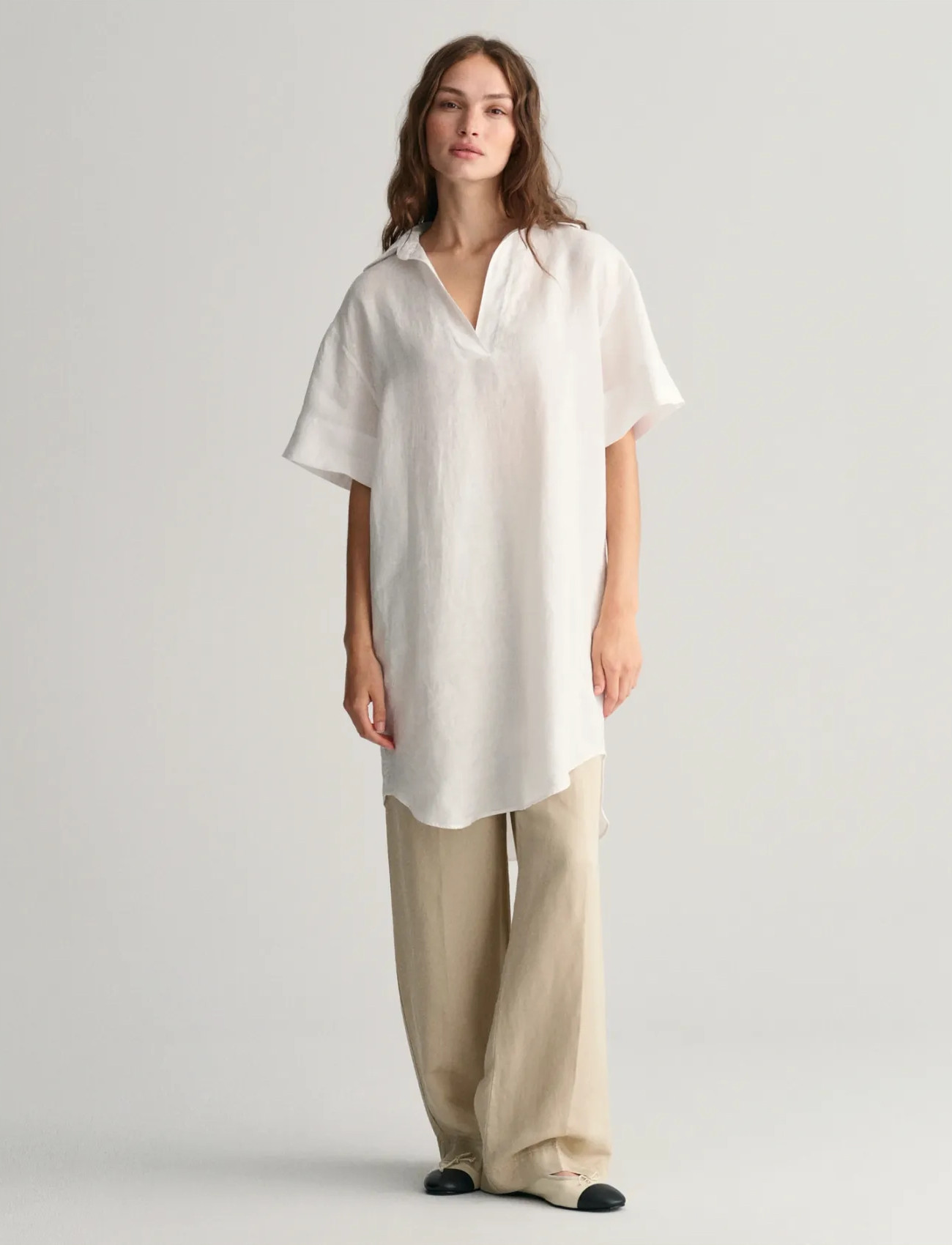 GANT Rel Ss Linen Caftan, 34, White, Toppe > Tunikaer, Dame