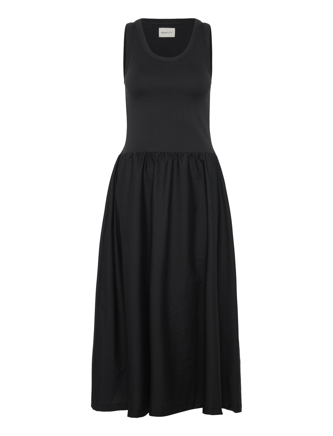 Jersey Woven Midi Dress Knelang Kjole Black GANT