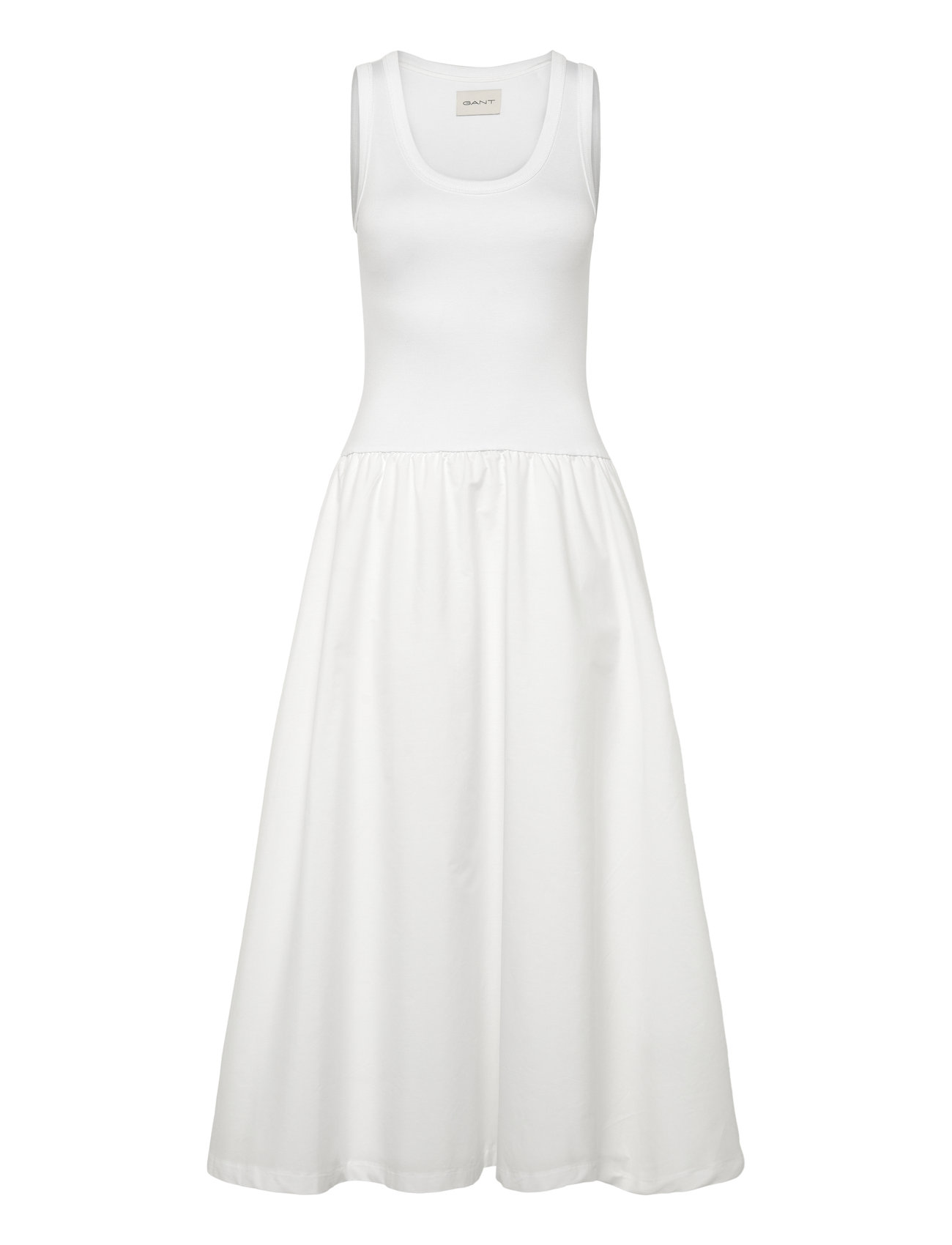 Jersey Woven Midi Dress Knelang Kjole White GANT