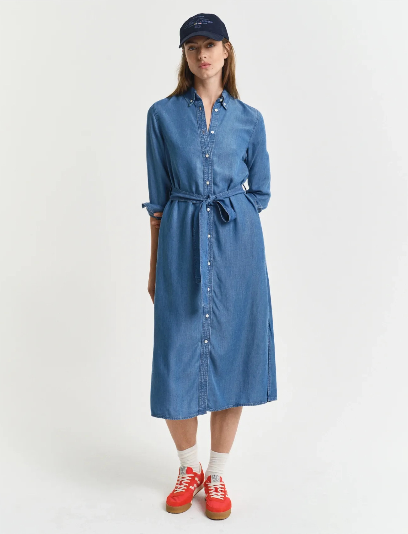 GANT Reg Chambray Shirt Dress, 42, Blue, Kjoler > Jeans-Kjoler, Dame