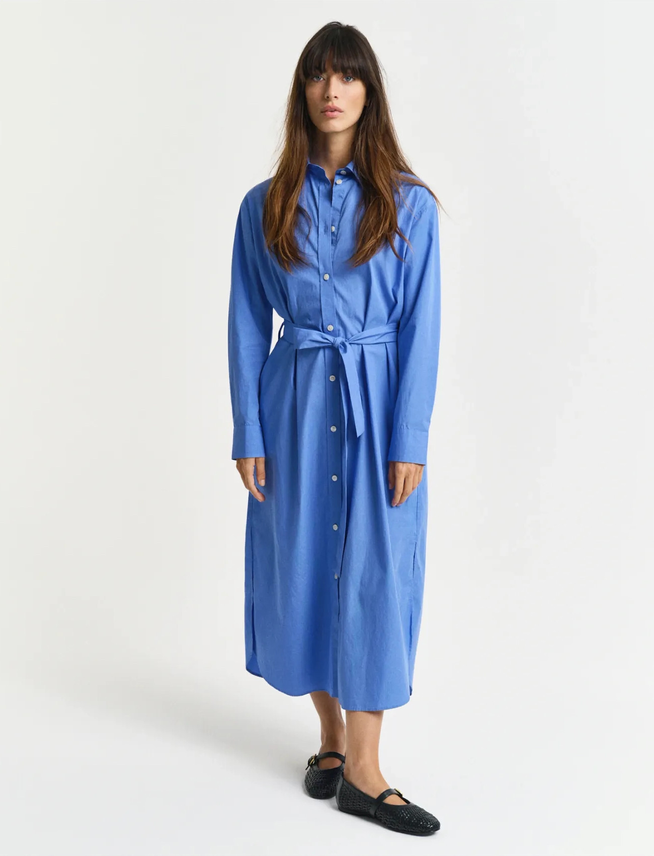 GANT Rel Poplin Shirt Dress, 38, Blue, Kjoler > Skjortekjoler, Dame