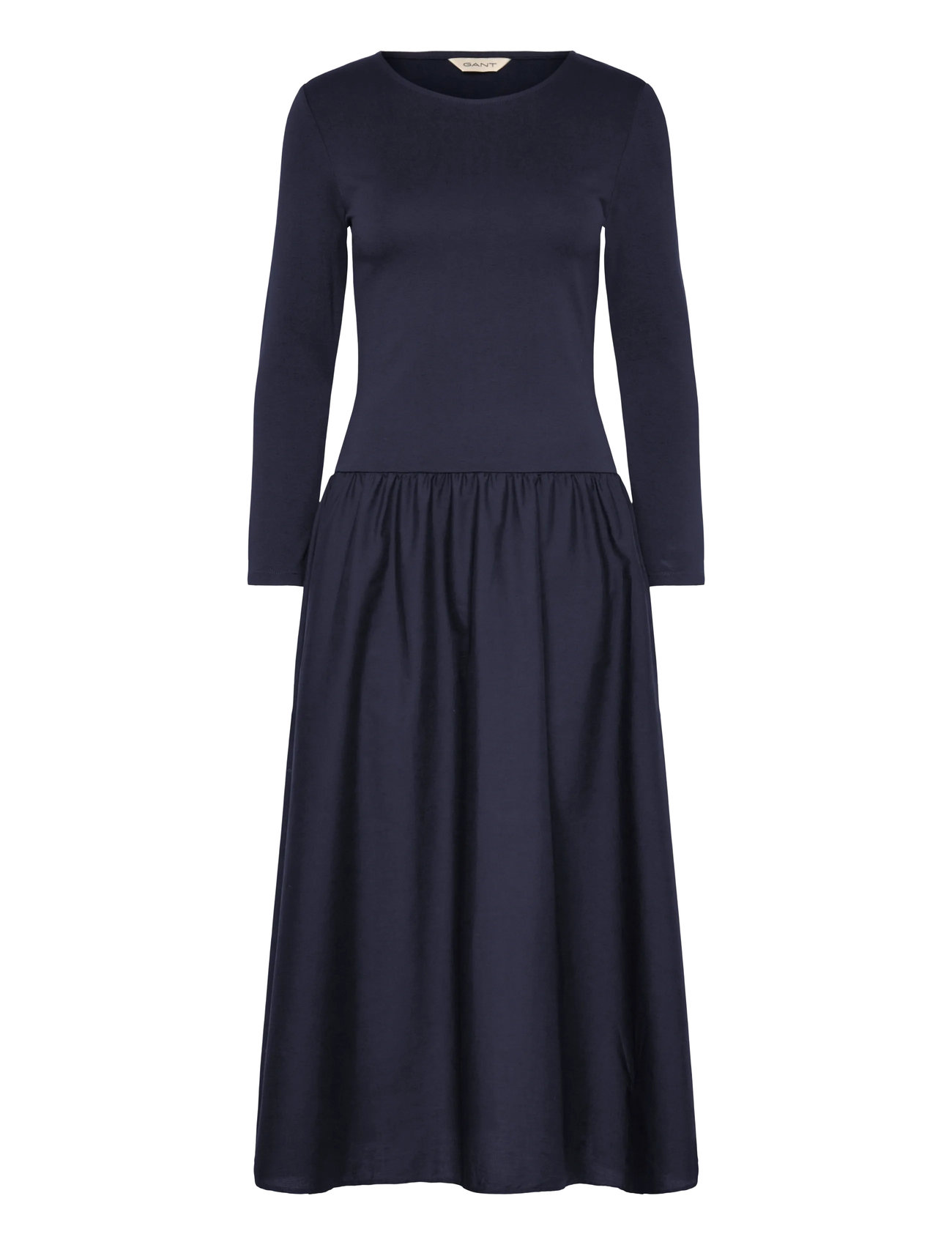 GANT Midi Jersey Woven Combo Ls Kleid Navy - M - Damen