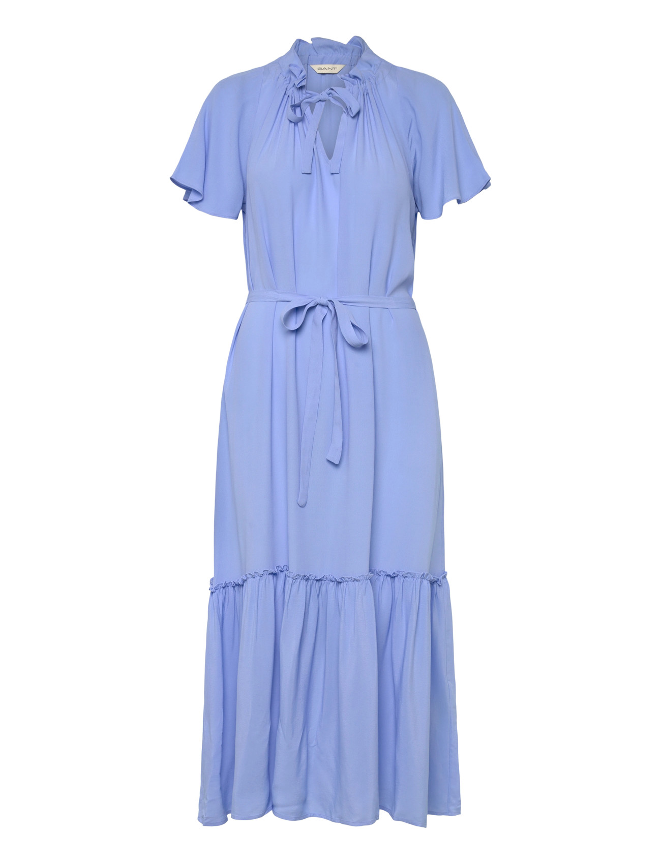 GANT Cap Sleeve Midi Dress, 42, Blue, Kjoler > Knælange Og Midi, Dame