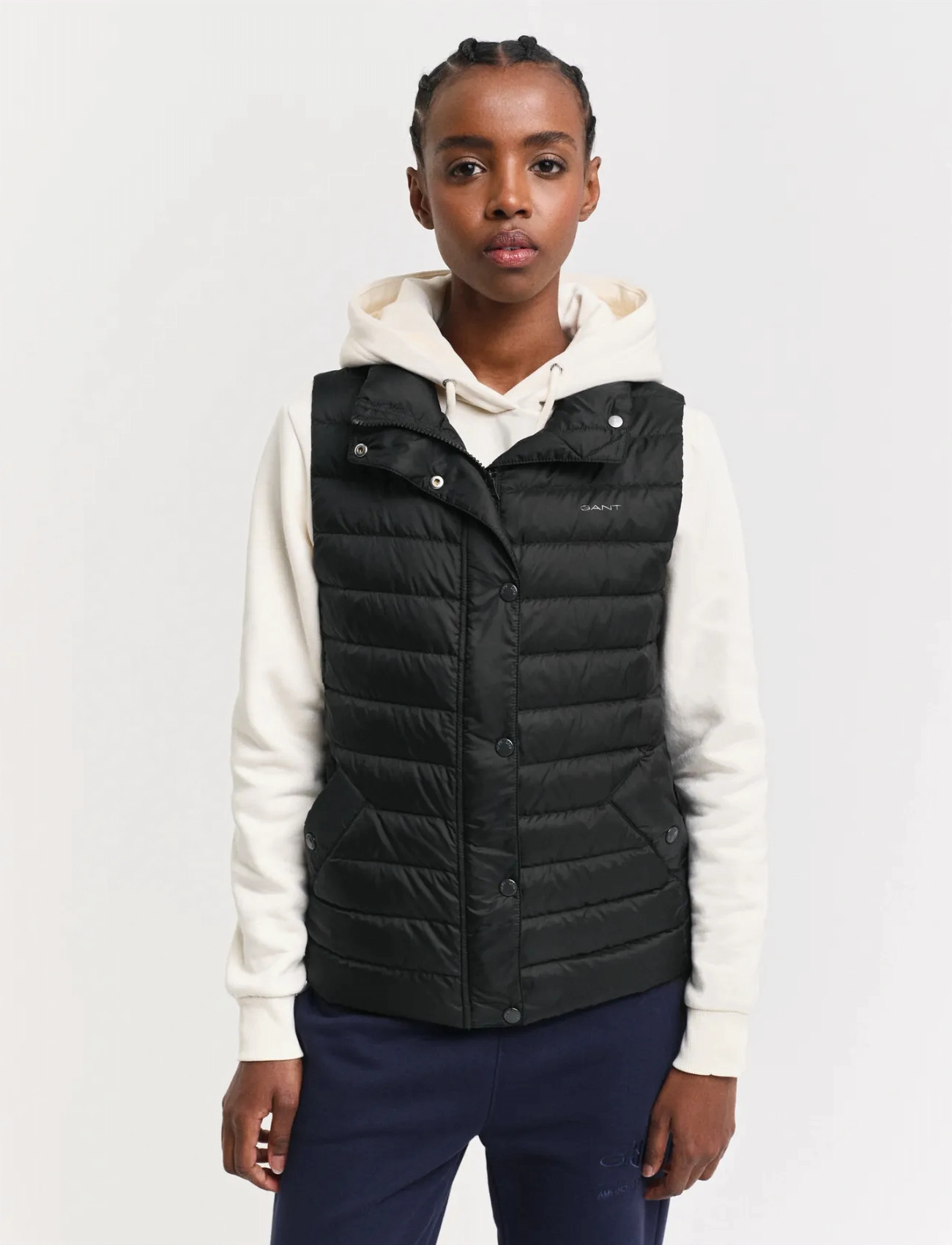 GANT Light Down Vest, S, Black, Veste > Vatterede Veste, Dame