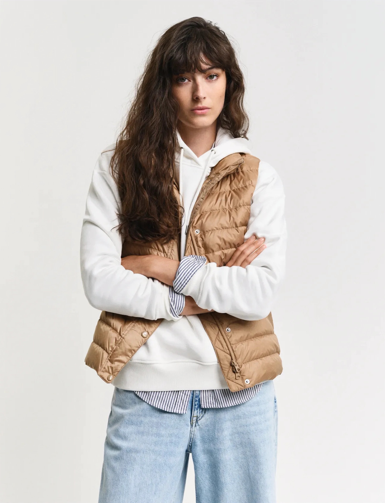 GANT Light Down Vest, S, Beige, Veste > Vatterede Veste, Dame