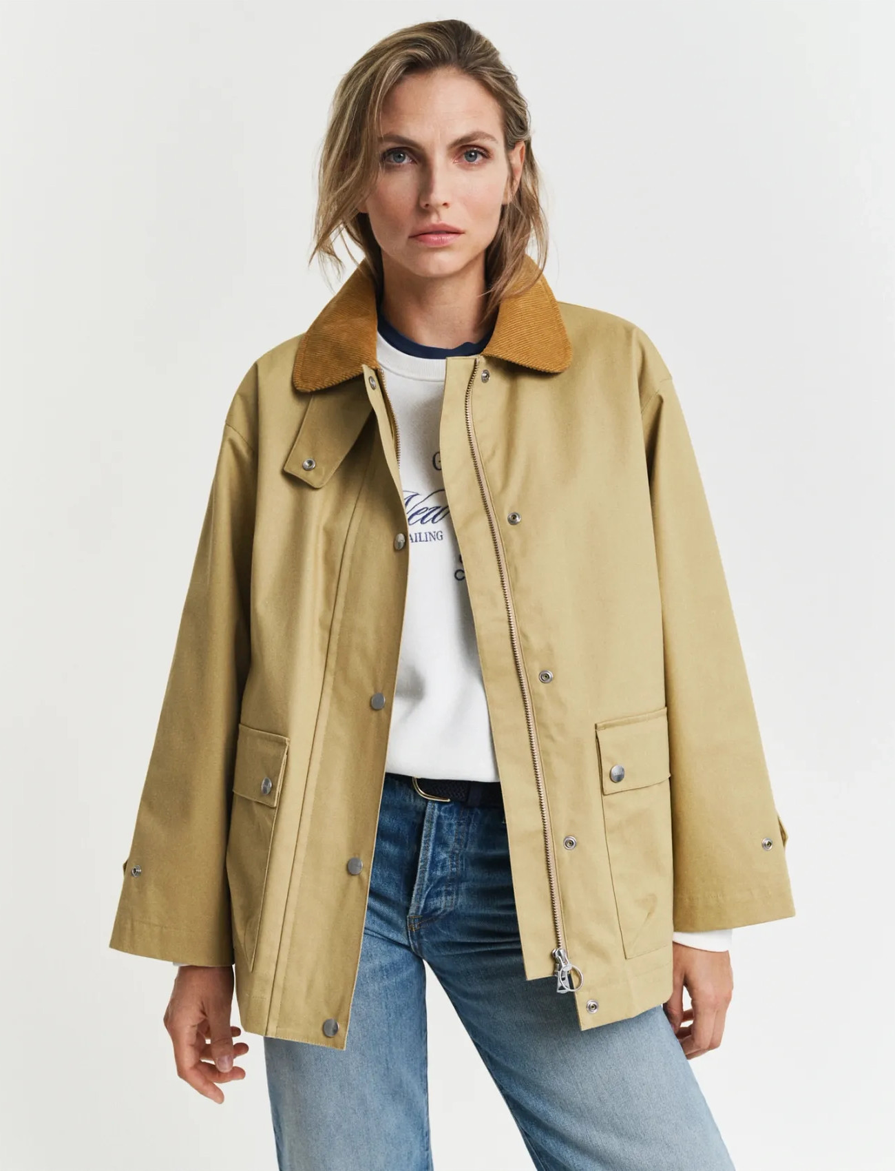 GANT Spring Decker Jacket, L, Beige, Jakker > Utility-Jakker, Dame