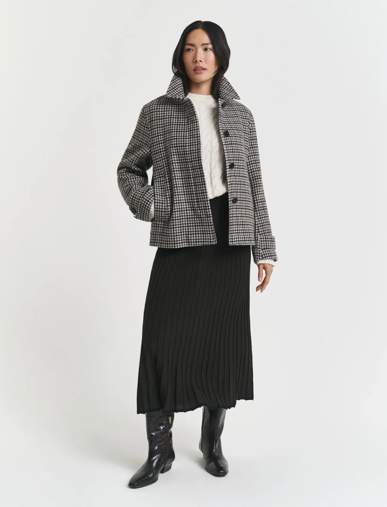 GANT Checked Short Wool Blend Car Coat