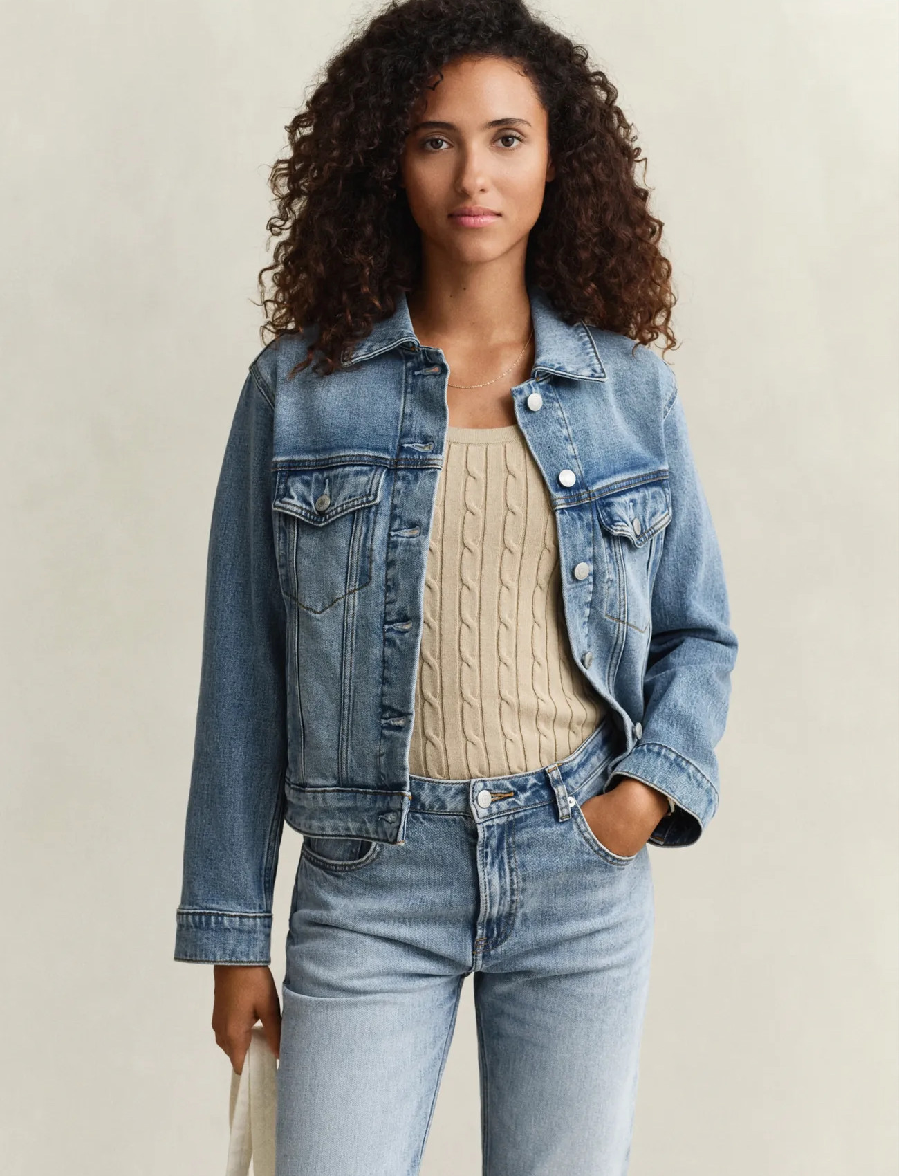 GANT Denim Trucker Jacket, XL, Blue, Jakker > Denim, Dame