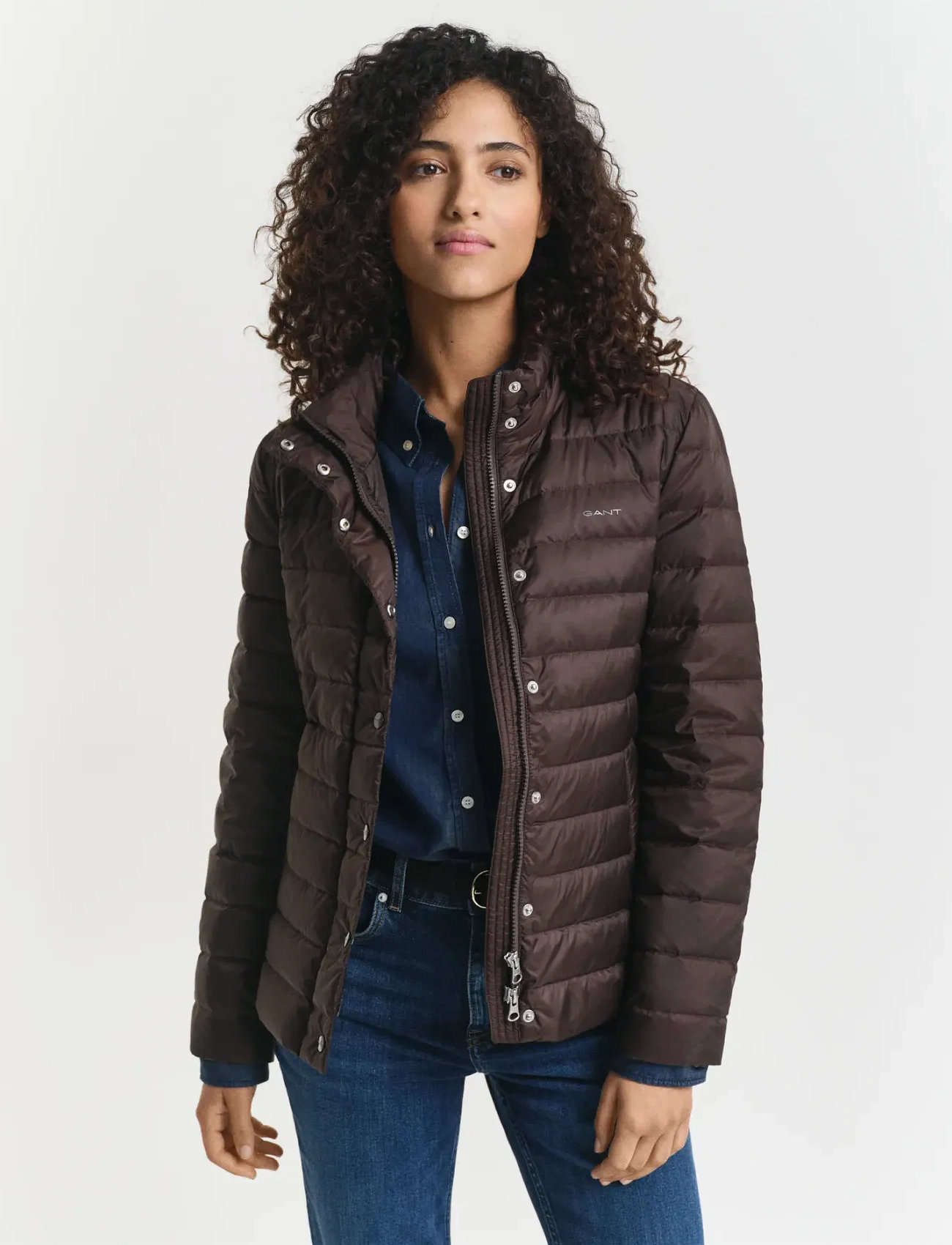 GANT Light Down Jacket, XS, Brown, Jakker > Vatteret Jakke, Dame