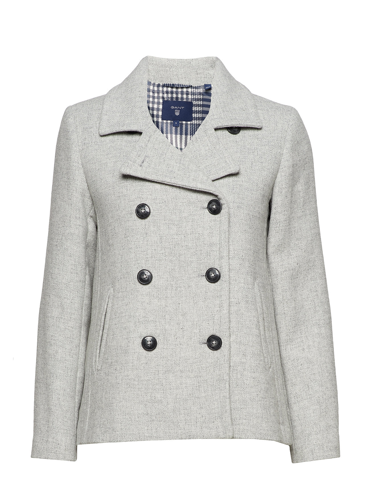 O1 Wool Pea Coat Wollen Jas Lange Blauw Gant gant kopen in de aanbieding