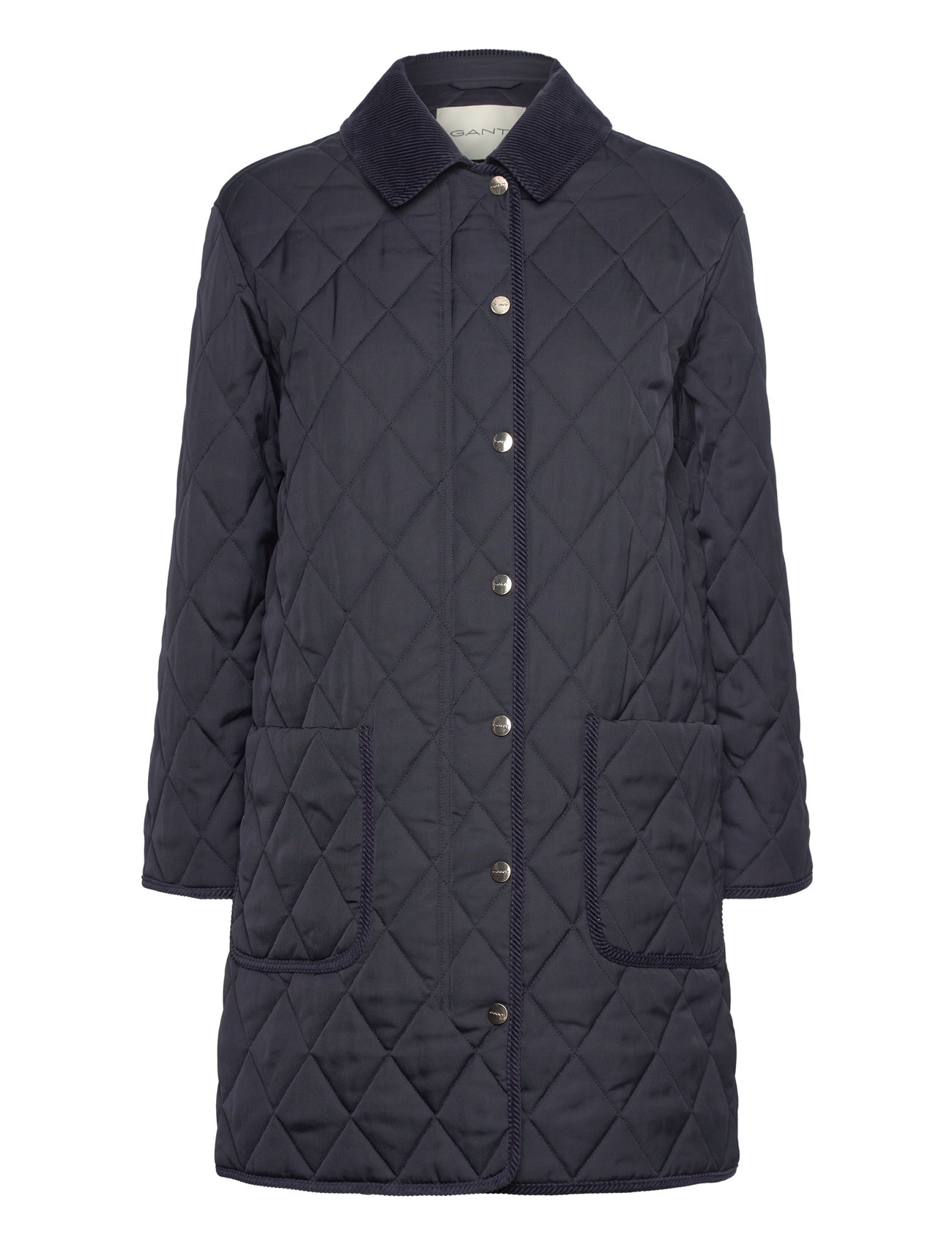 Quilted Cord Detailed Coat Vattert Jakke Navy GANT
