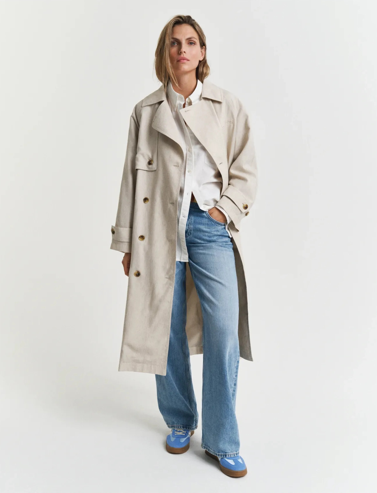 GANT Linen Blend Trench Coat