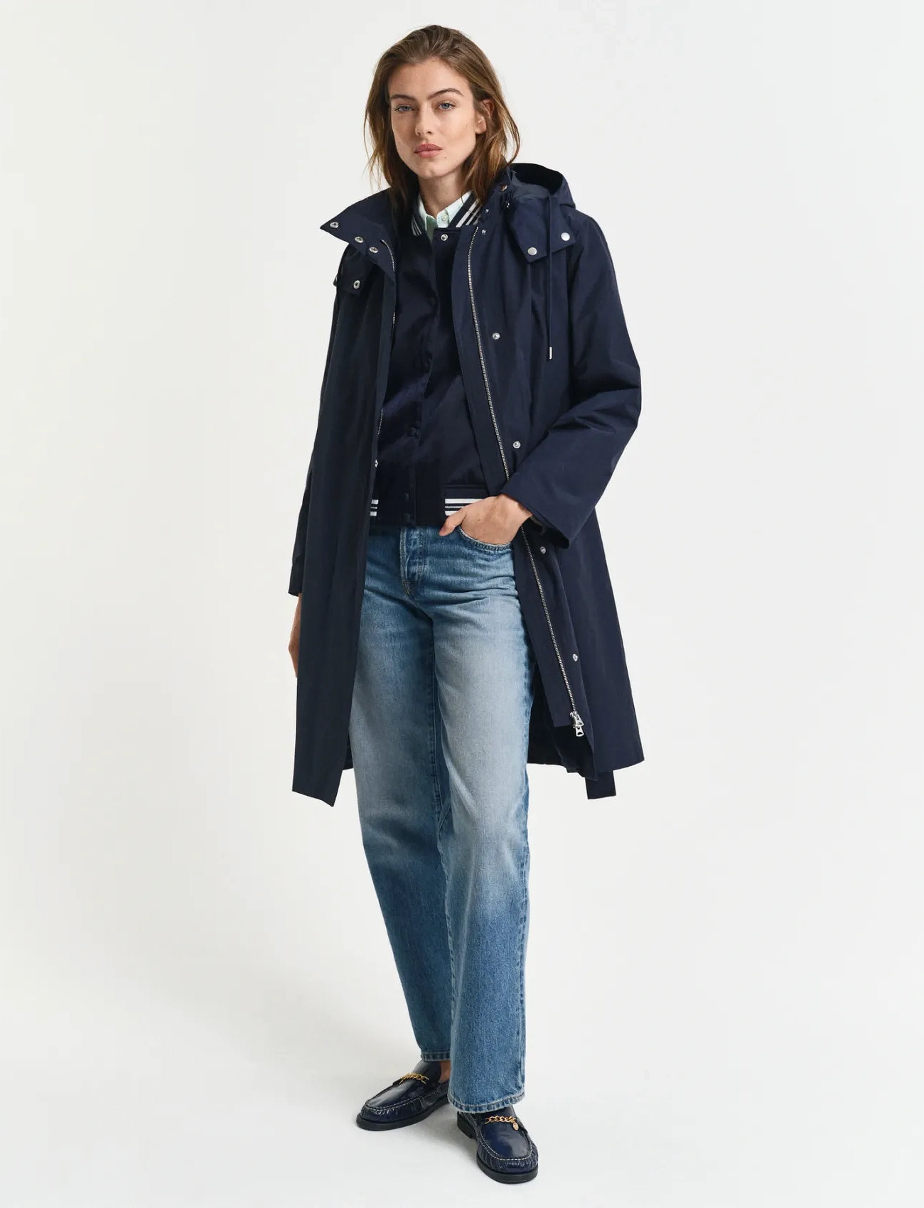 GANT Wind Coat, XS, Navy, Frakker > Lette Frakker, Dame