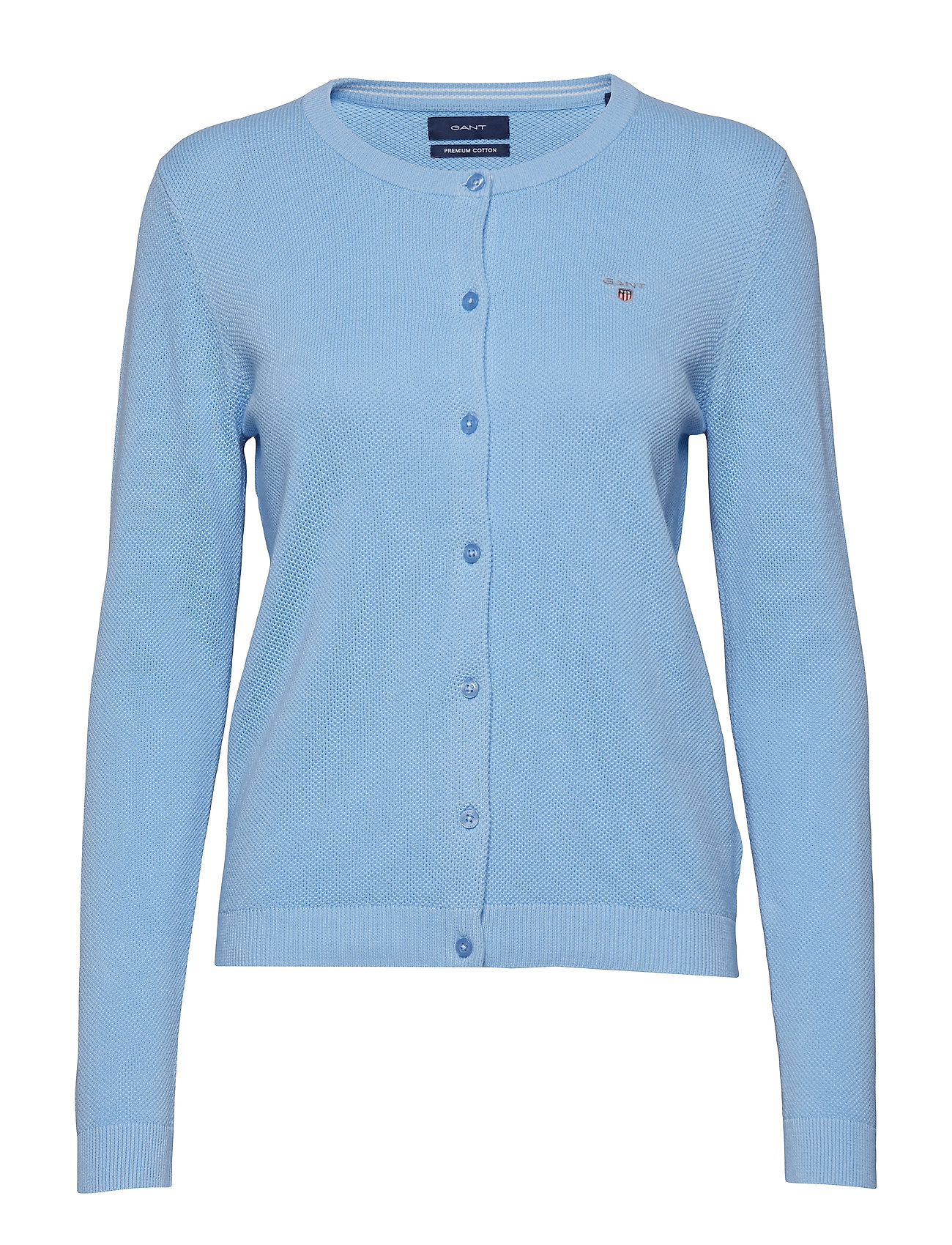 Cotton Pique Cardigan Gebreide Trui Blauw Gant gant kopen in de aanbieding Cotton Pique Cardigan Gebreide Trui Blauw Gant gant kopen in de aanbieding