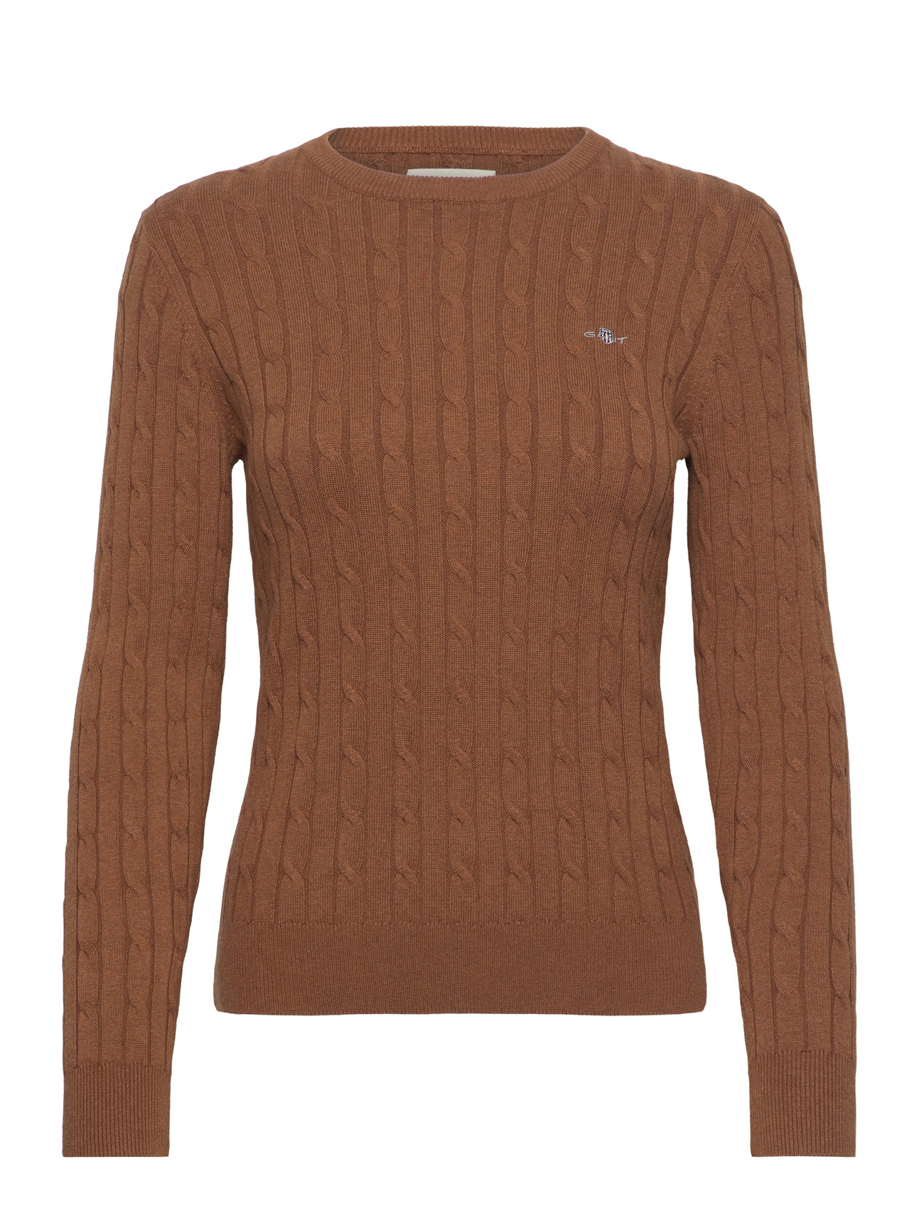 Stretch Cotton Cable C-Neck Brown GANT