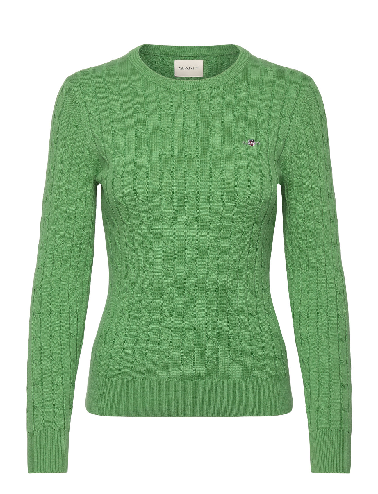 Stretch Cotton Cable C-Neck Green GANT