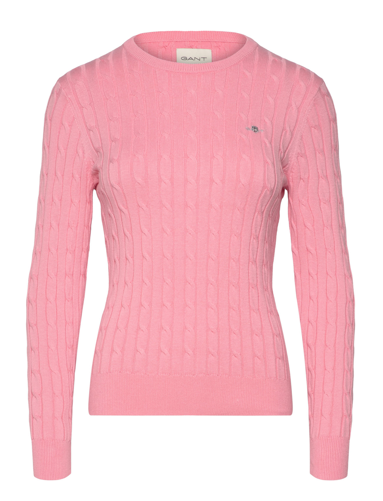 GANT Stretch Cotton Cable C-Neck Rosa