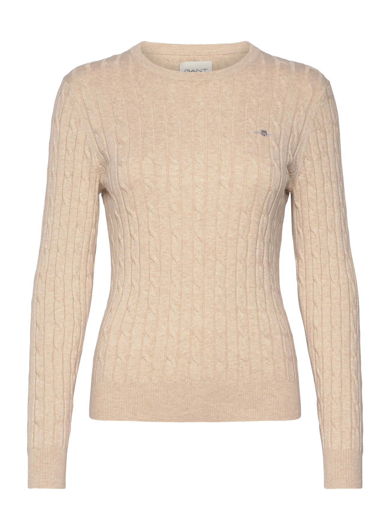 GANT Stretch Cotton Cable C-Neck Beige