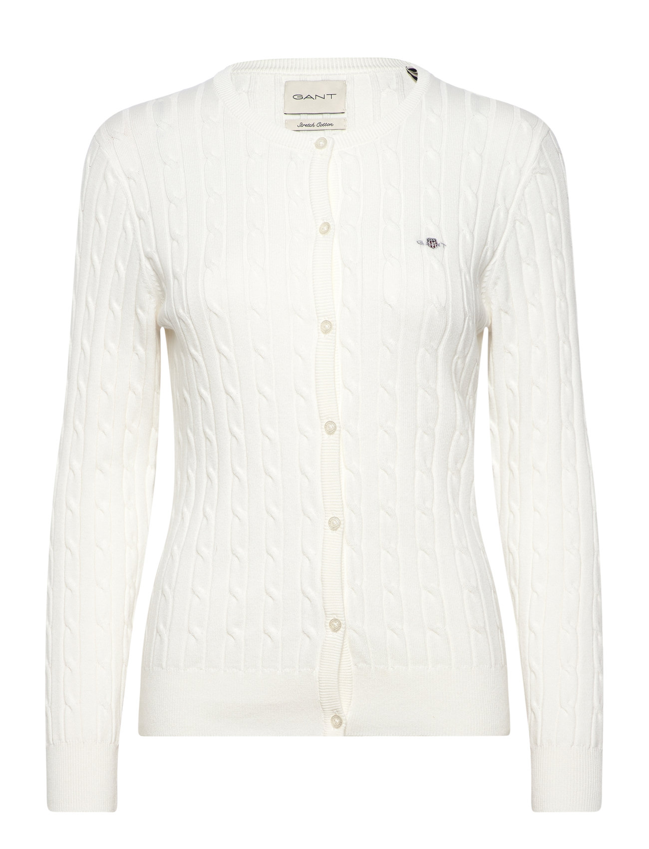 Stretch Cotton Cable Cardigan White GANT