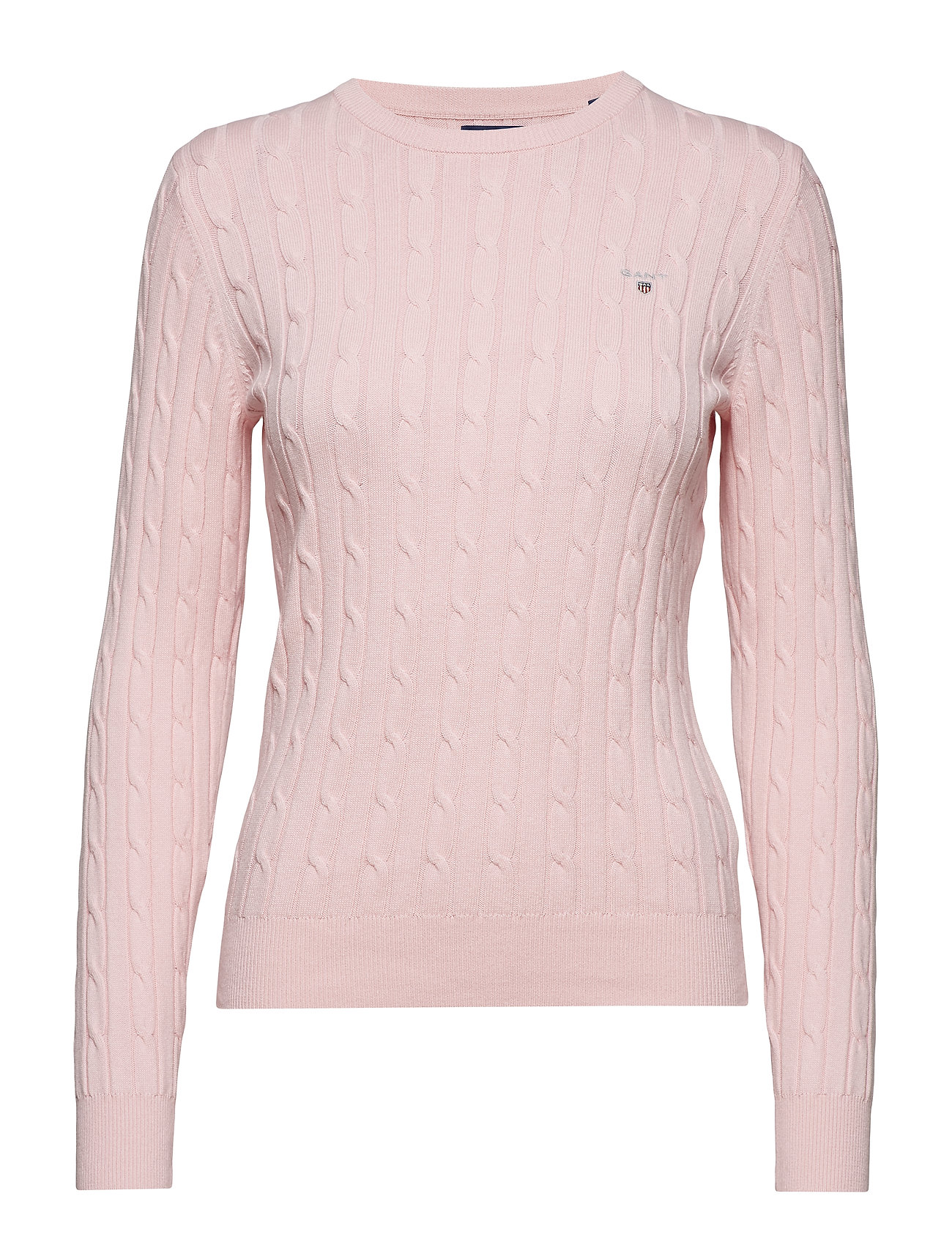 Stretch Cotton Cable Crew Gebreide Trui Roze Gant gant kopen in de aanbieding Stretch Cotton Cable Crew Gebreide Trui Roze Gant gant kopen in de aanbieding