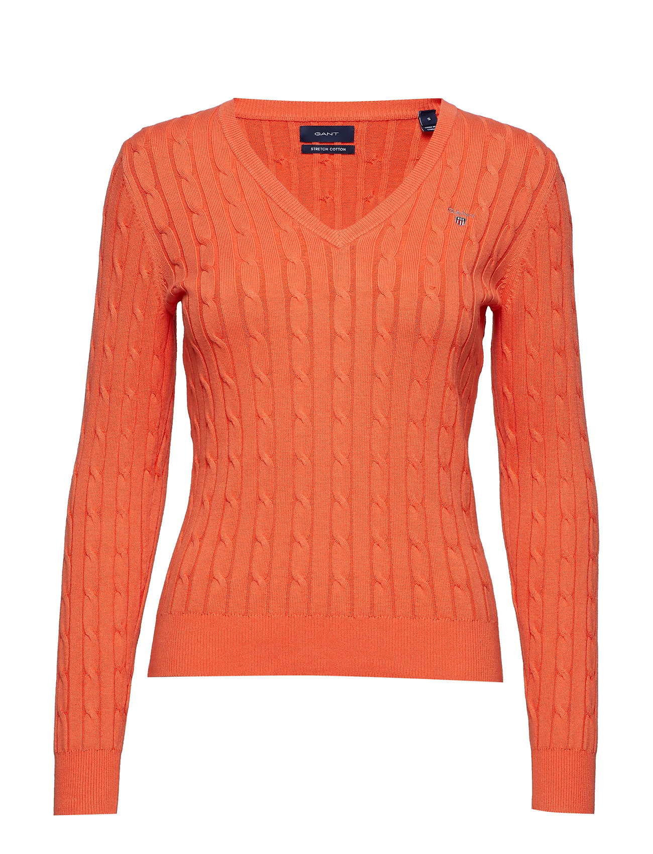 Stretch Cotton Cable V Neck Gebreide Trui Oranje Gant gant kopen in de aanbieding Stretch Cotton Cable V Neck Gebreide Trui Oranje Gant gant kopen in de aanbieding