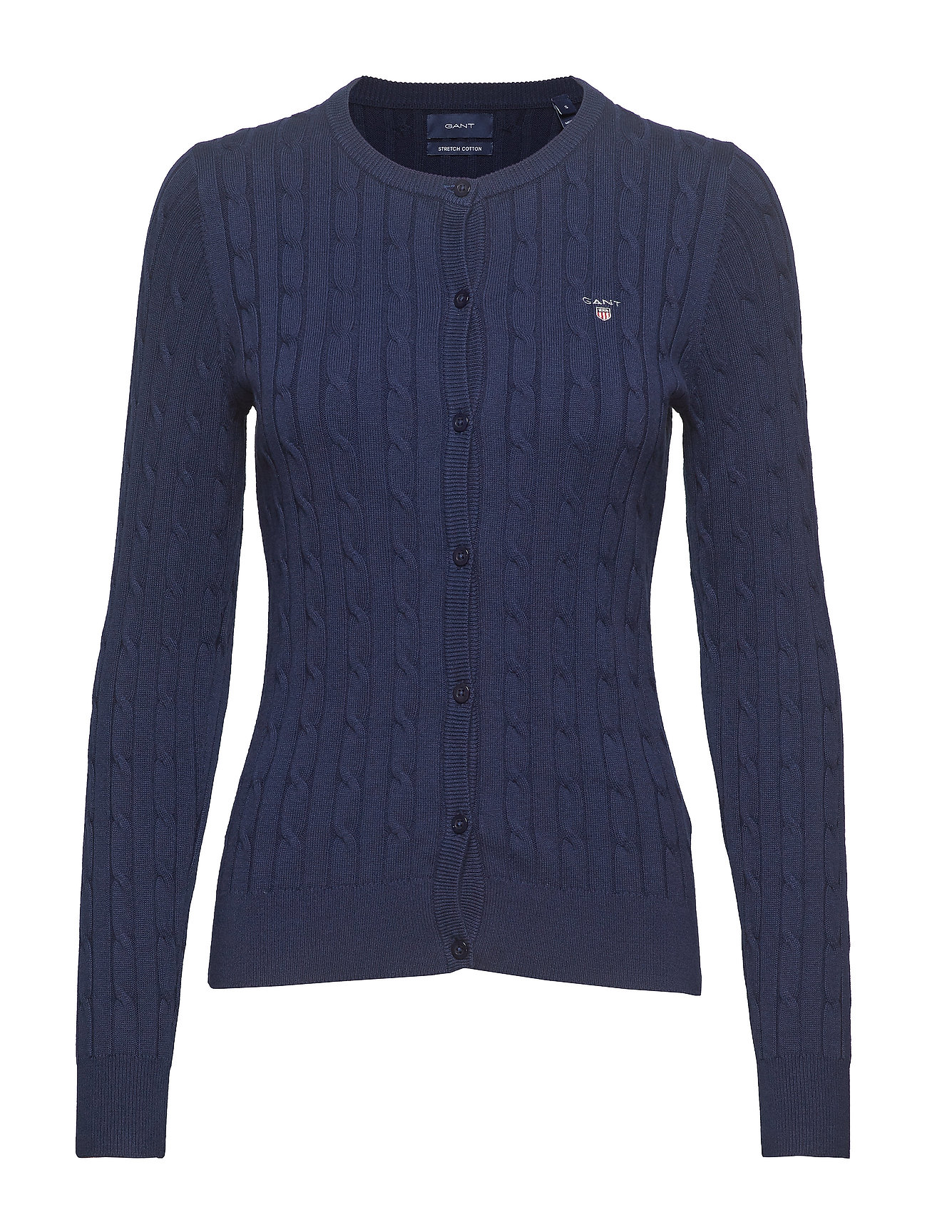 Stretch Cotton Cable Crew Cardigan Gebreide Trui Blauw Gant gant kopen in de aanbieding Stretch Cotton Cable Crew Cardigan Gebreide Trui Blauw Gant gant kopen in de aanbieding