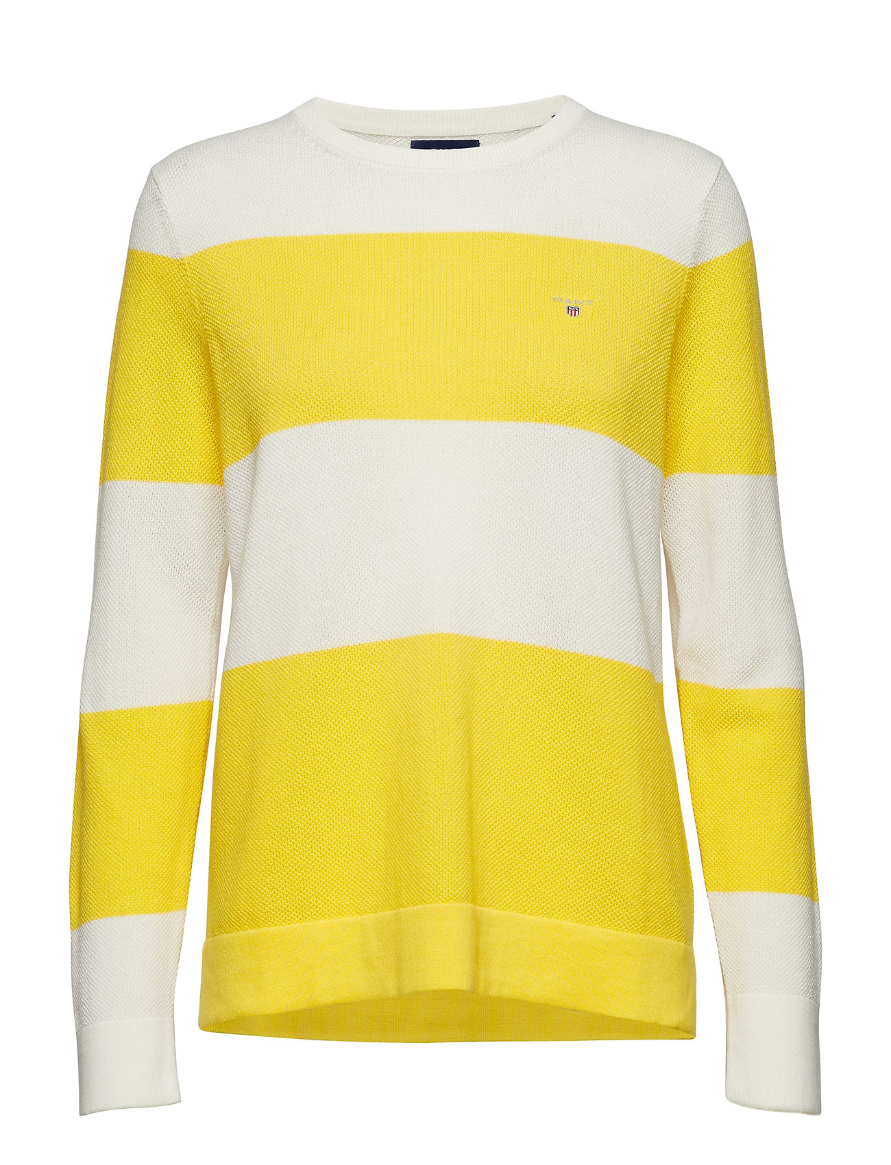Ctn Pique Block Stripe Crew Gebreide Trui Geel Gant gant kopen in de aanbieding Ctn Pique Block Stripe Crew Gebreide Trui Geel Gant gant kopen in de aanbieding
