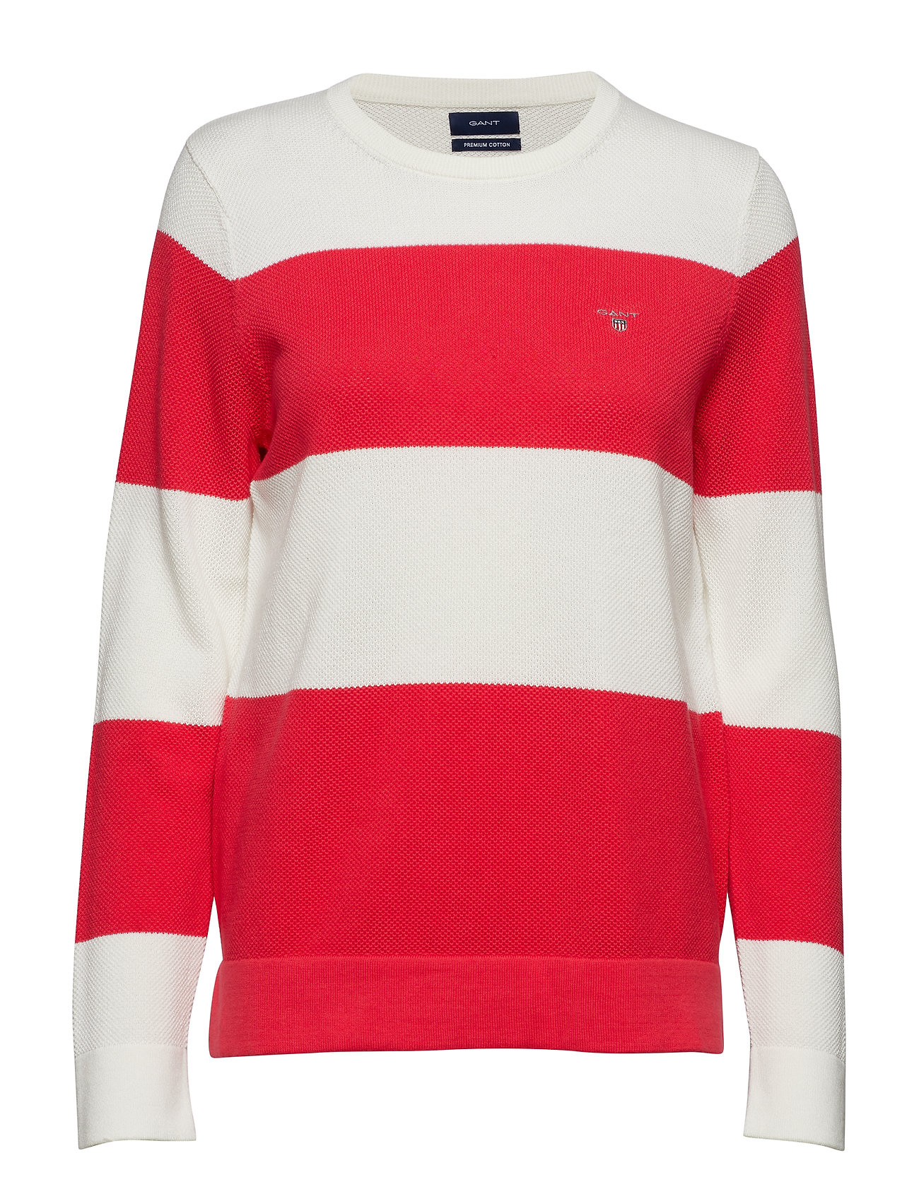 Ctn Pique Block Stripe Crew Gebreide Trui Rood Gant gant kopen in de aanbieding Ctn Pique Block Stripe Crew Gebreide Trui Rood Gant gant kopen in de aanbieding