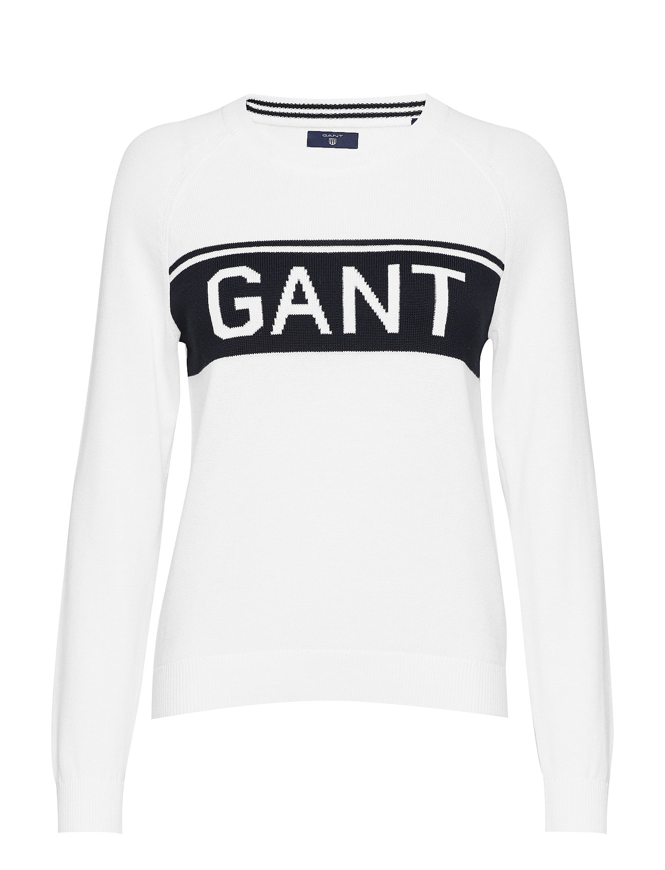 O1 Cotton Gant Logo Crew Gebreid Wit gant kopen in de aanbieding O1 Cotton Gant Logo Crew Gebreid Wit gant kopen in de aanbieding