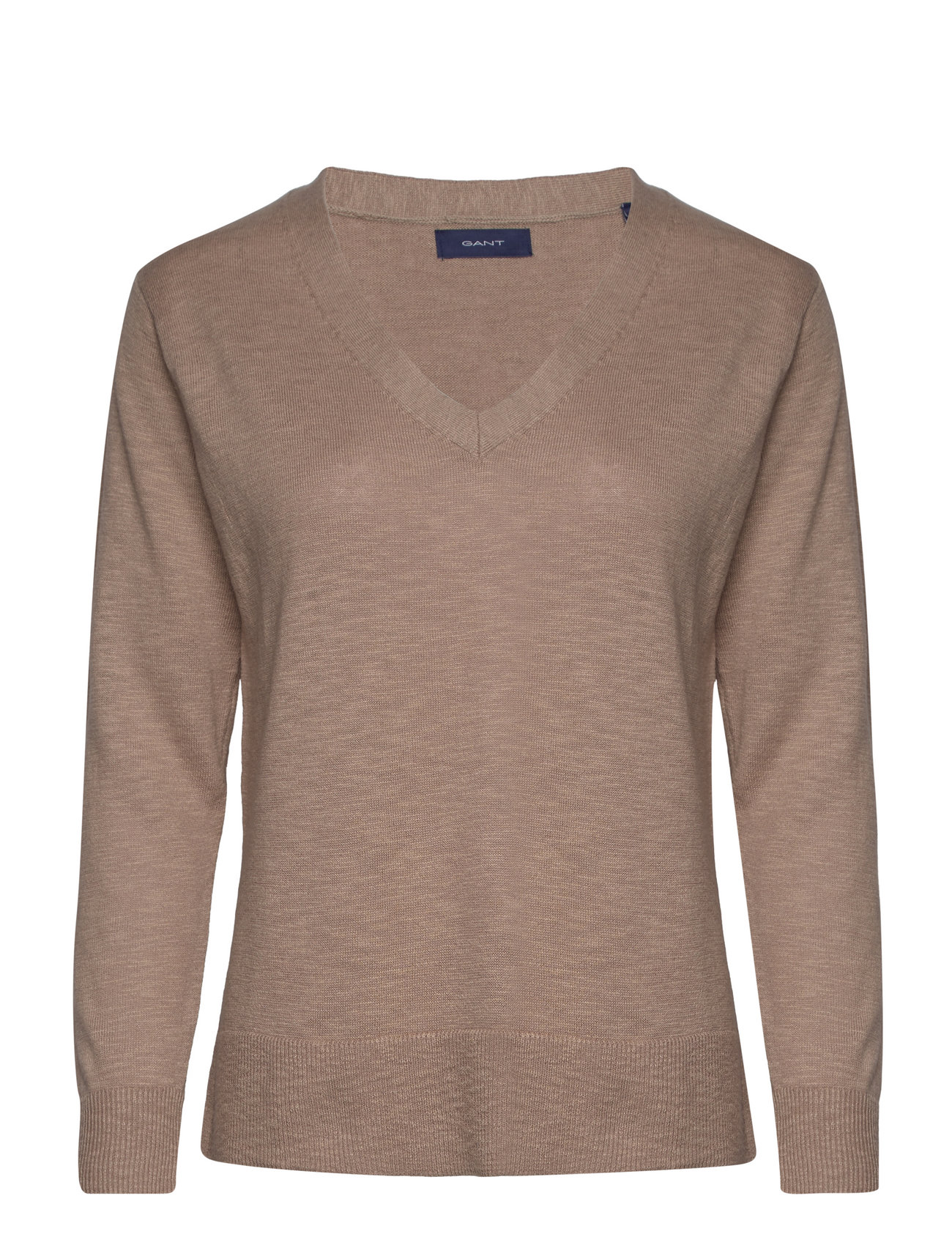 Linen-Blend V-Neck Brown GANT