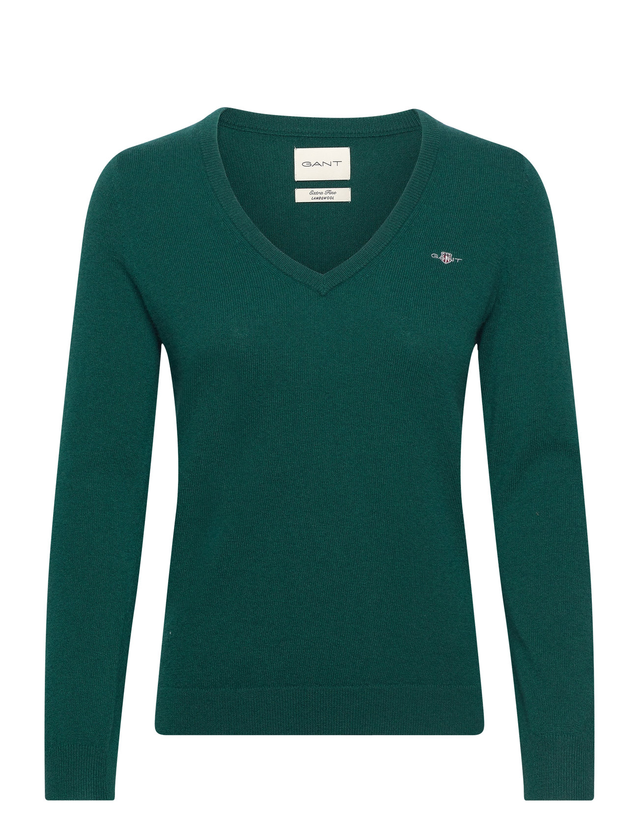 Extrafine Lambswool Blend V-Neck Green GANT
