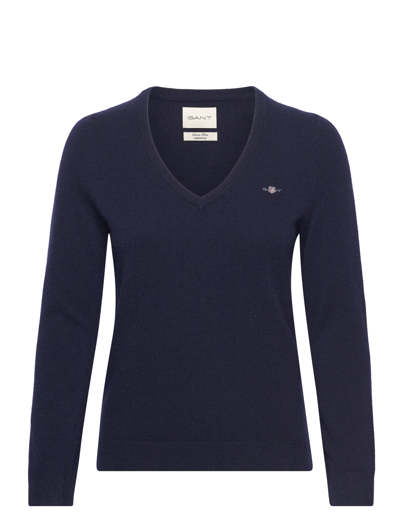 Extrafine Lambswool Blend V-Neck Navy GANT